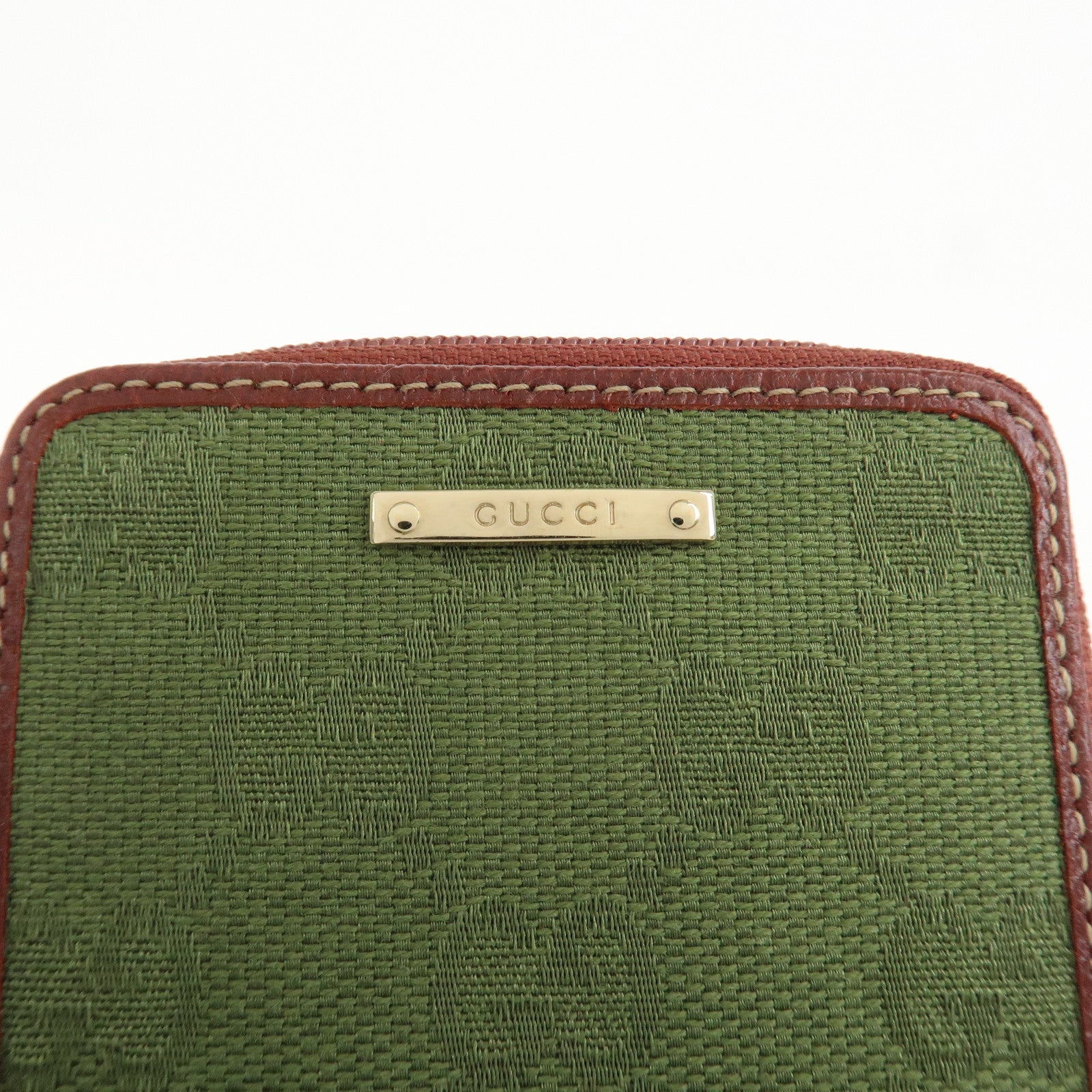 GUCCI GG Canvas Leather Coin Case Coin Purse Green 115255