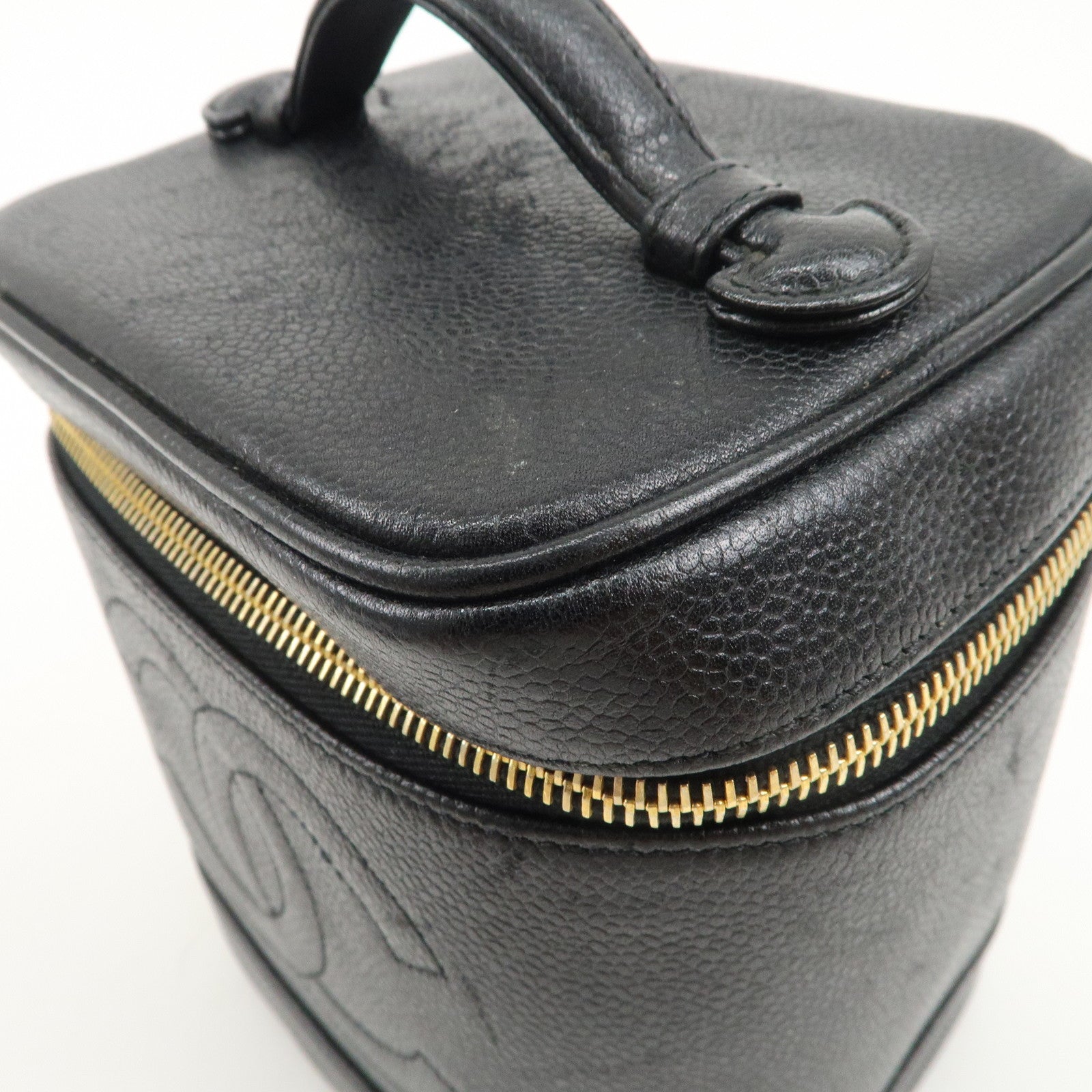 CHANEL COCO Mark Caviarskin Vanity Bag Hand Bag Black A01998