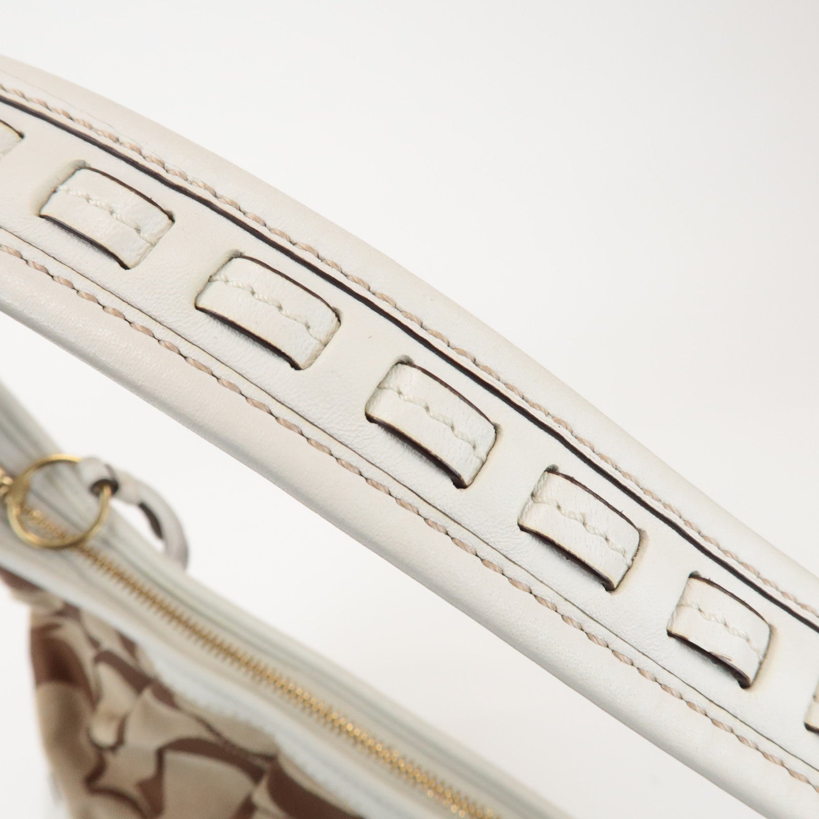 COACH Signature Canvas Leather Shoulder Bag Brown White