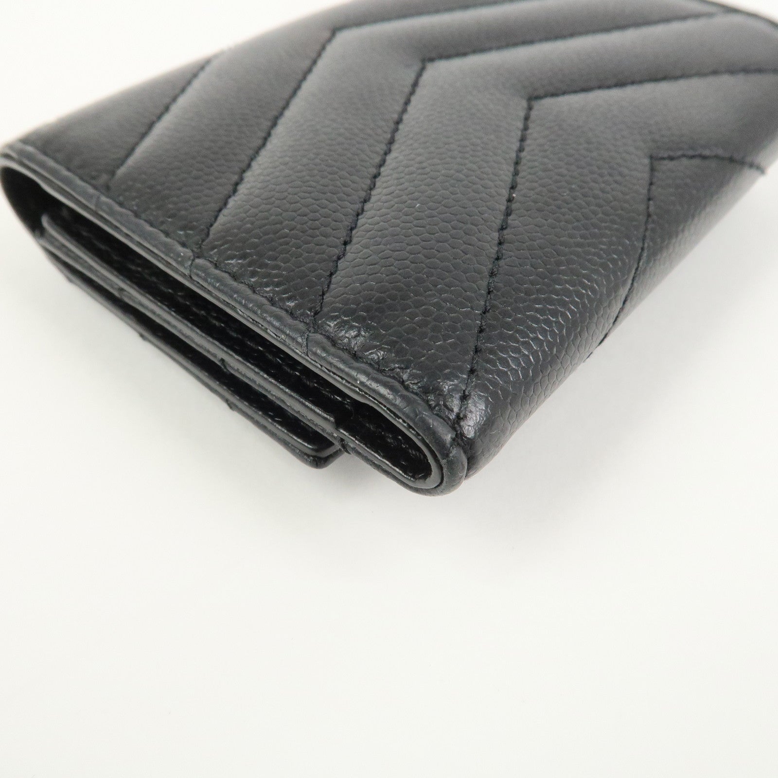 SAINT LAURENT PARIS Leather Key Case Key Holder Black 580656