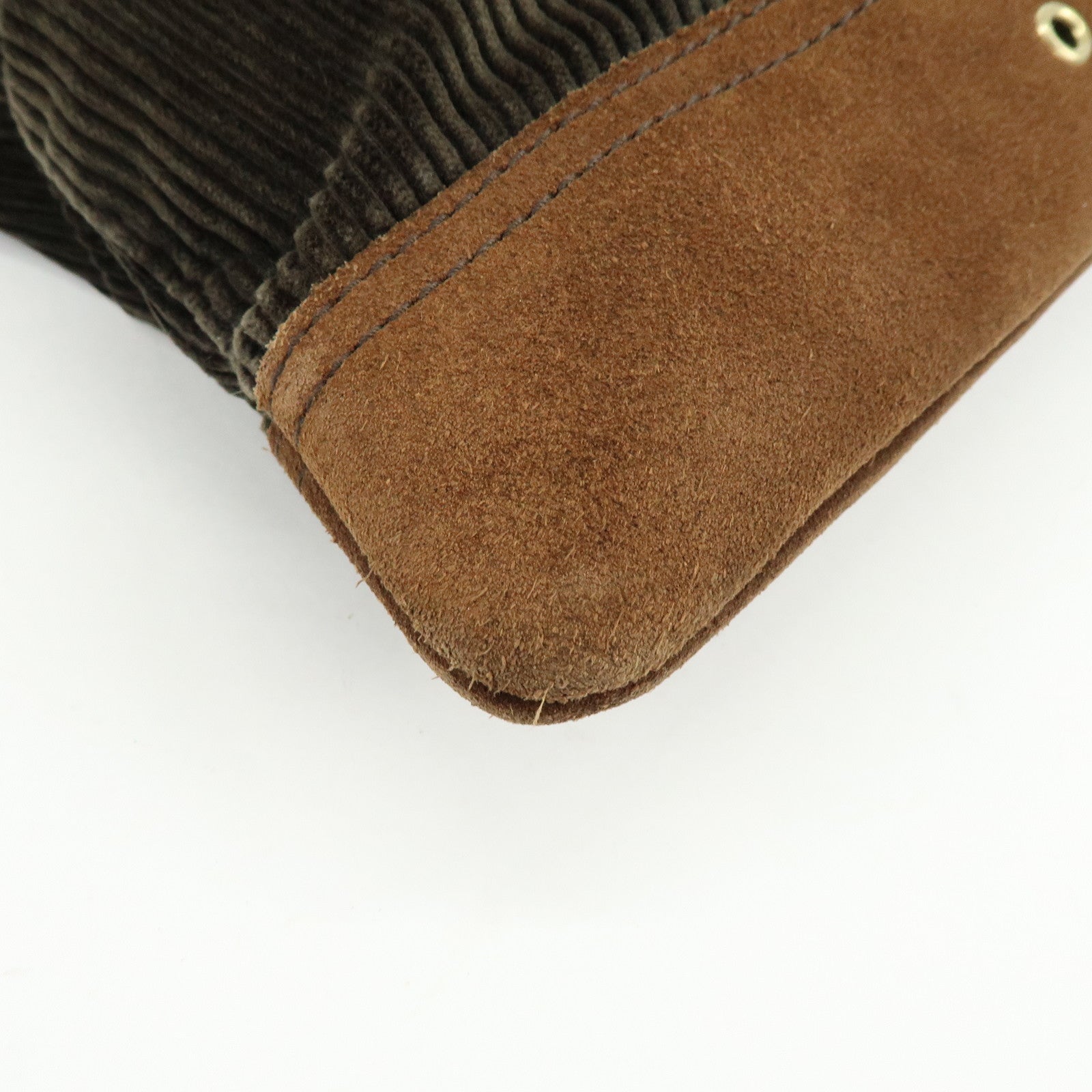 SAINT LAURENT PARIS Cassandra Corduroy Suede Tote Bag Dark Green