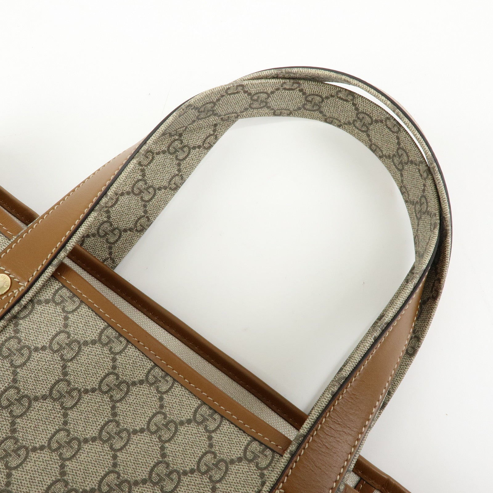 GUCCI Sherry GG Supreme Leather Tote Bag Beige Brown 211134