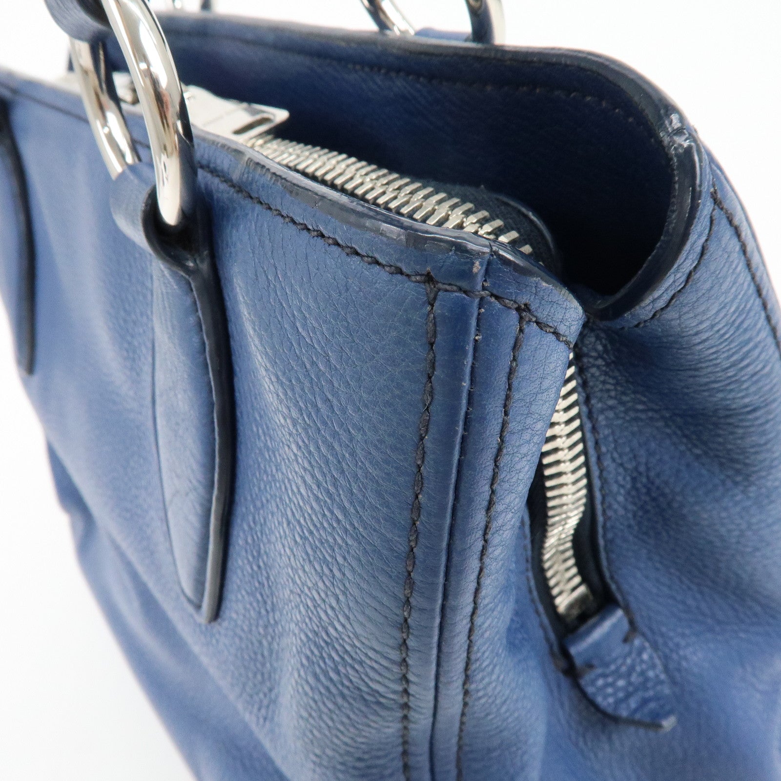 MIU MIU Madras Leather 2Way Bag Hand Bag Shoulder Bag Blue