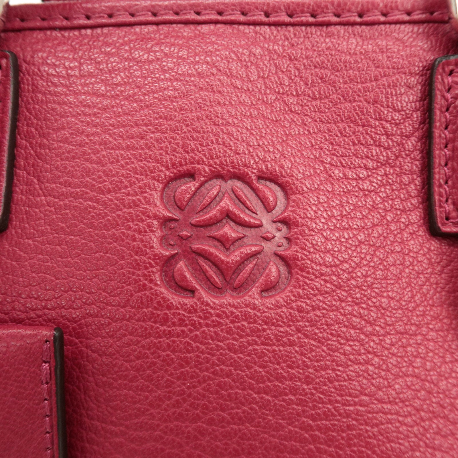 LOEWE Anagram Leather Amazona 28 Hand Bag Boston Bag Red Used