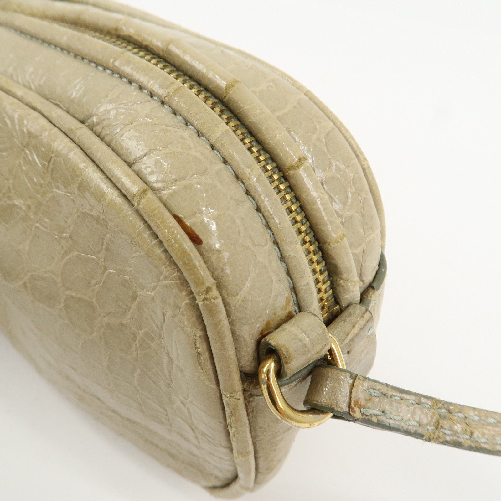 MIU MIU Patent Leather Shoulder Bag Crossbody Bag Beige 5N1477