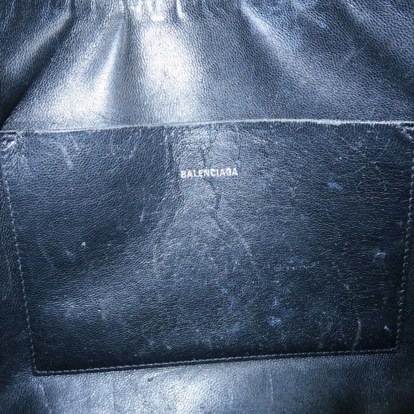 BALENCIAGA Leather Clutch Bag Flat Bag Black