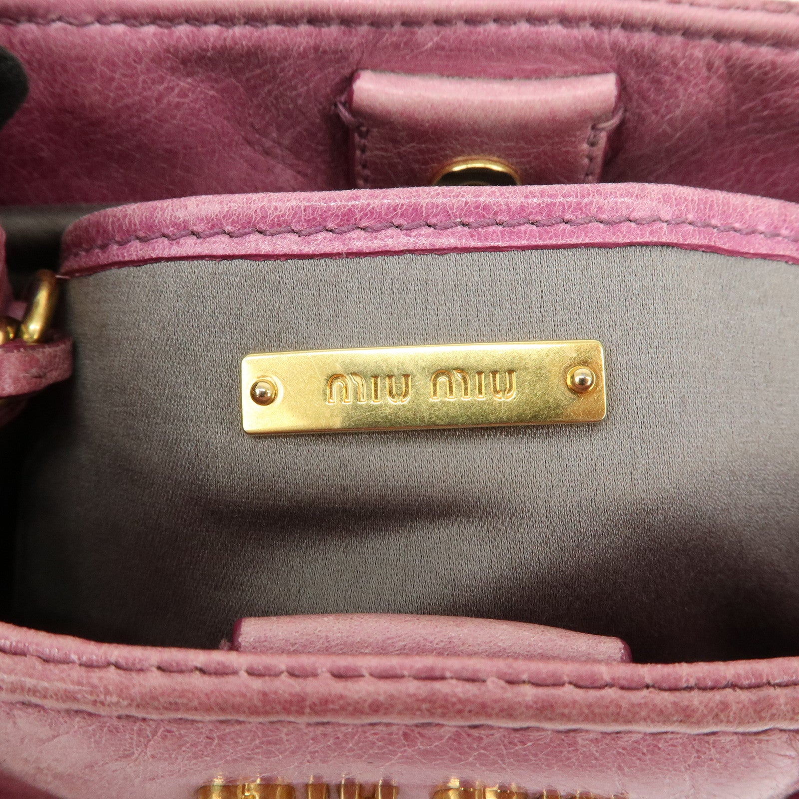 MIU MIU Leather Side Ribbon 2Way Bag Hand Bag Shoulder Bag