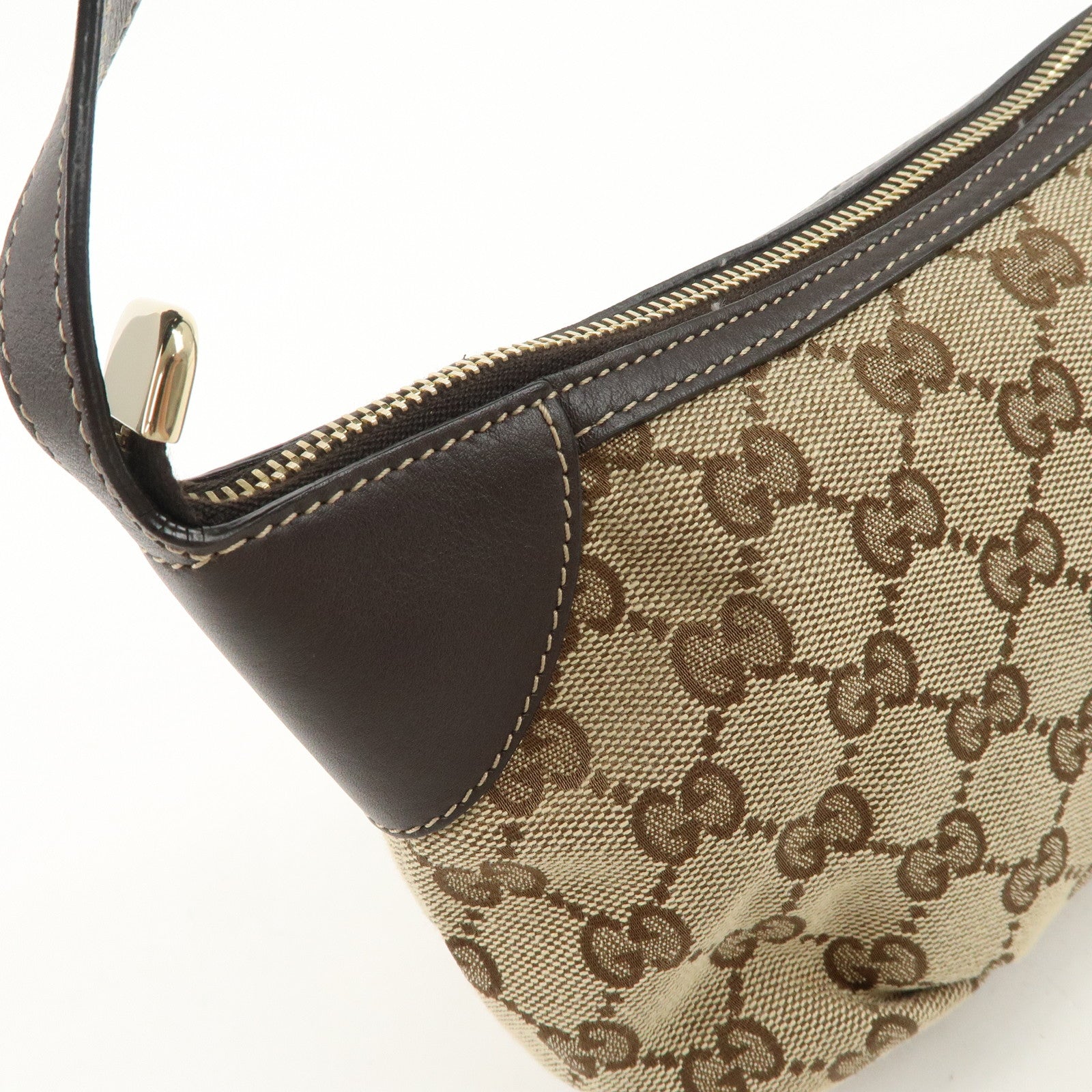 GUCCI Sherry GG Canvas Leather Shoulder Bag Beige Brown 224093 Used