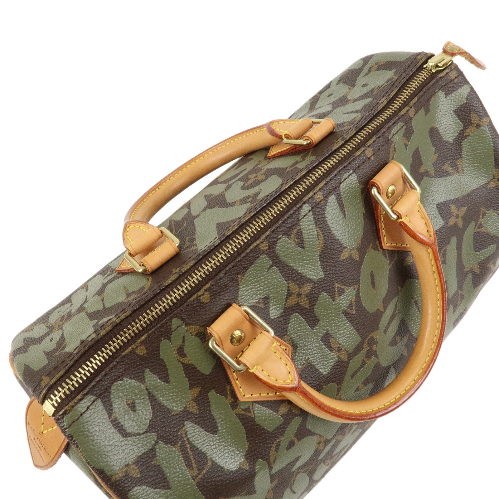 Louis Vuitton Monogram Graffiti Speedy 30 Khaki Brown M92194