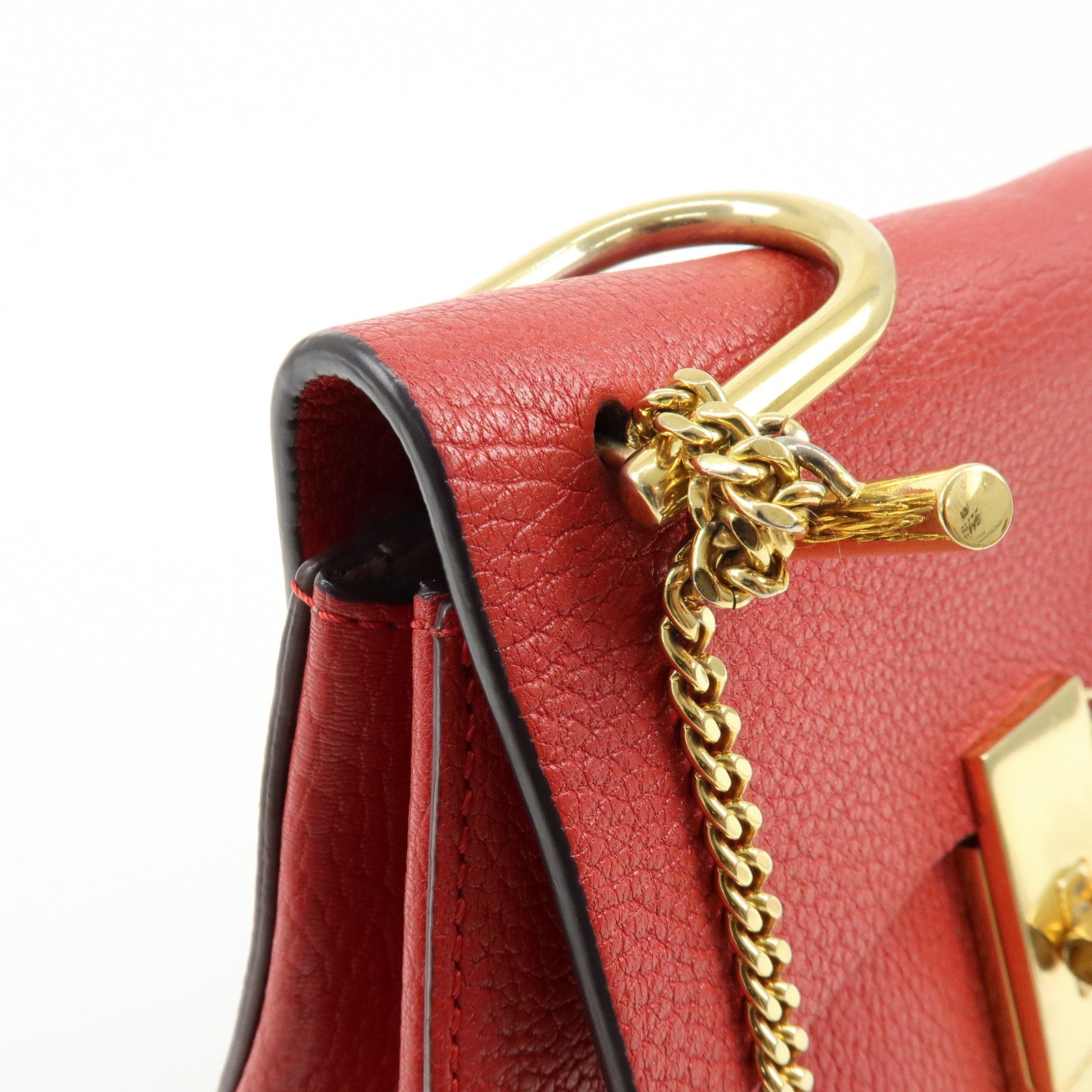 Chloe Drew Leather Chain Shoulder Bag Crossbody Bag Red