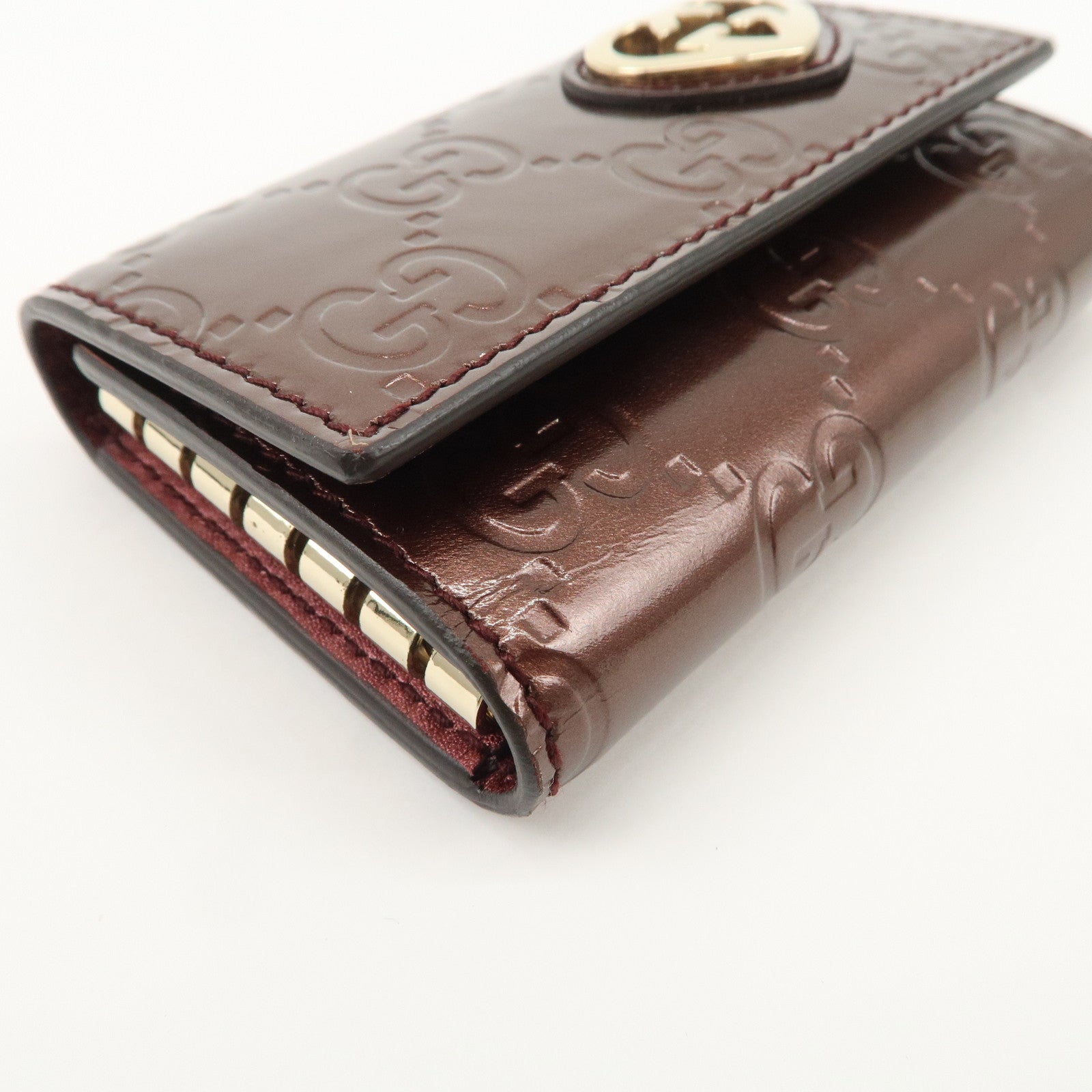 GUCCI Lovely Heart Guccissima Leather 6 Rings Key Case Brown 257217