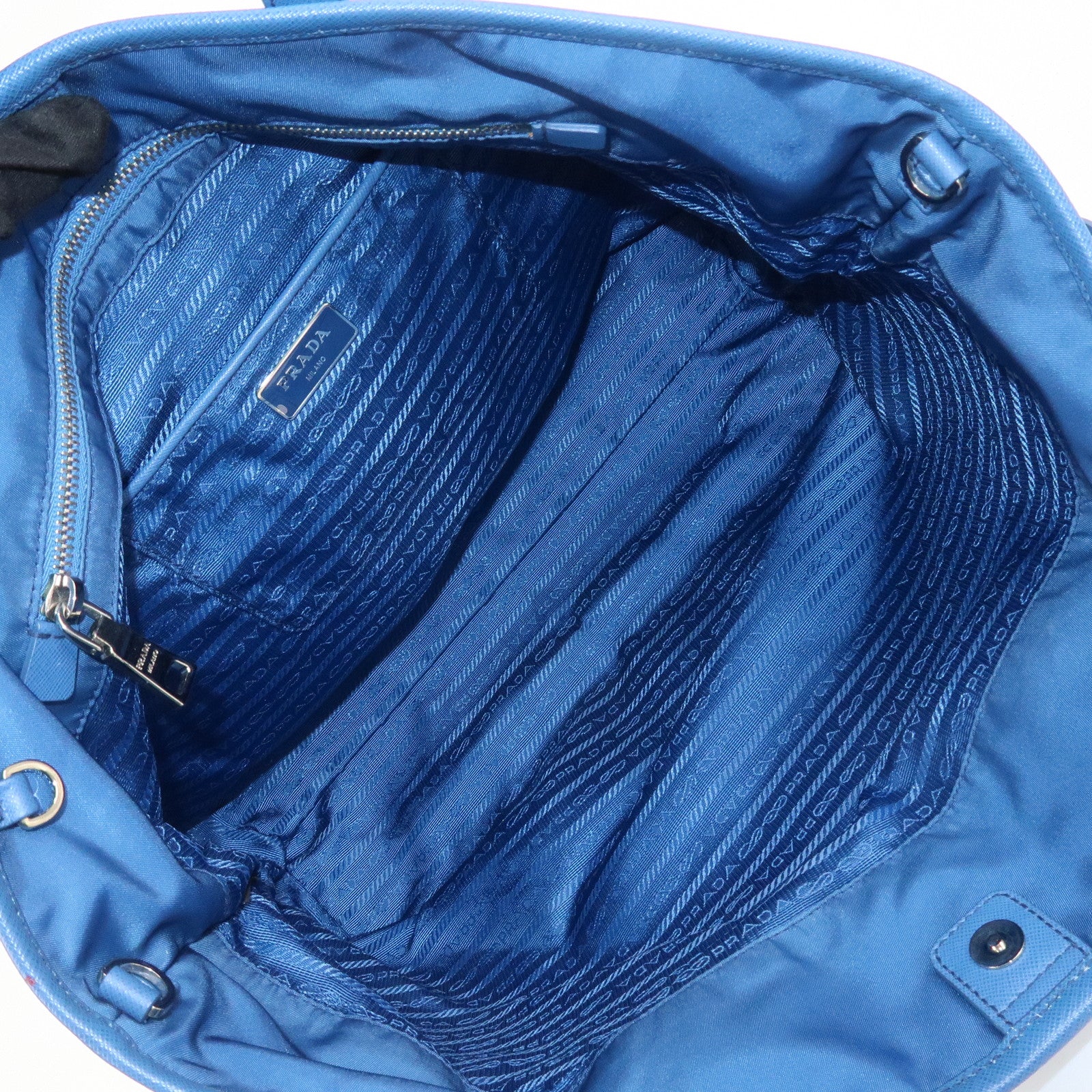PRADA Triangle Logo Nylon Saffiano Leather 2Way Hand Shoulder Bag