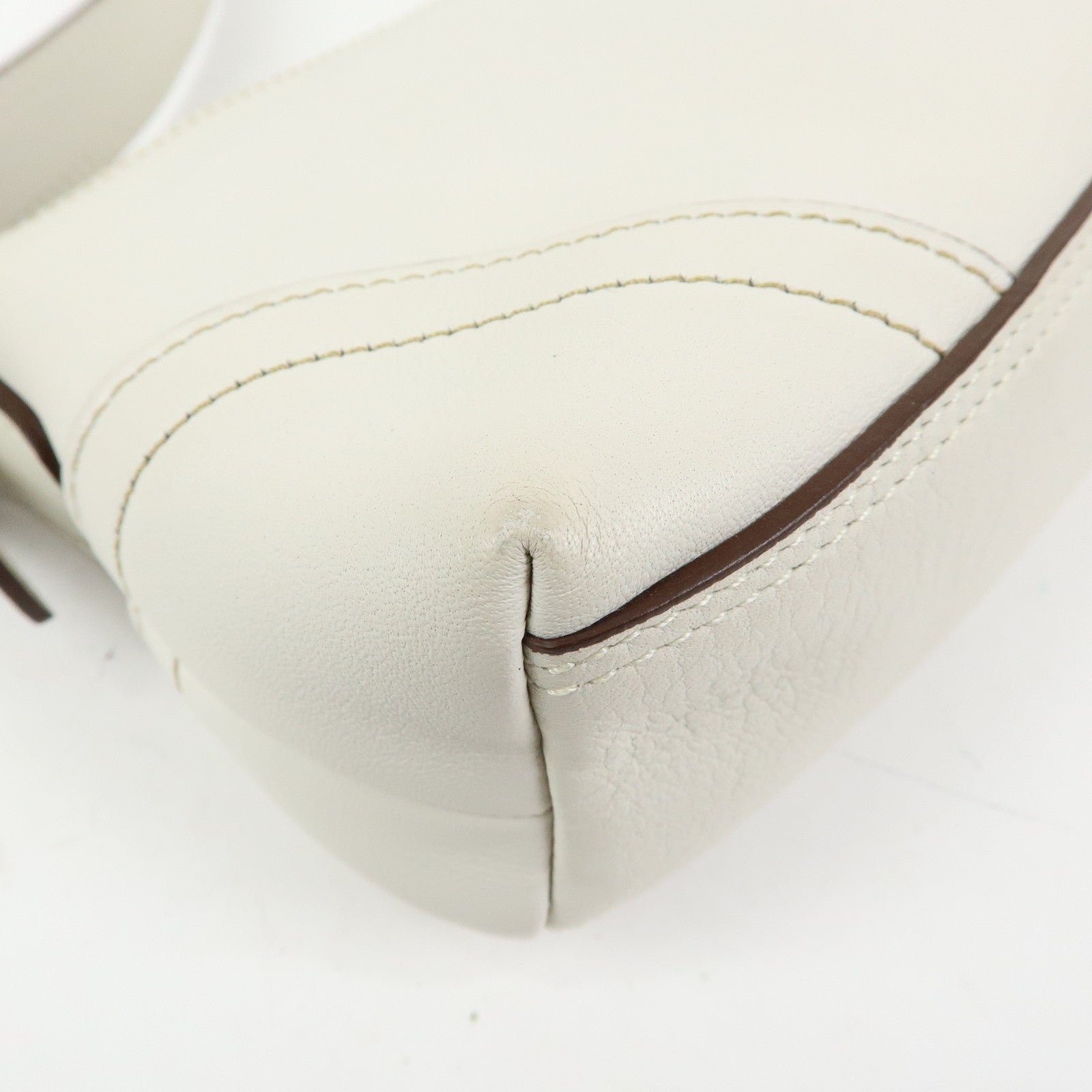 COACH Leather Hand Bag Shoulder Bag Pouch Charm White