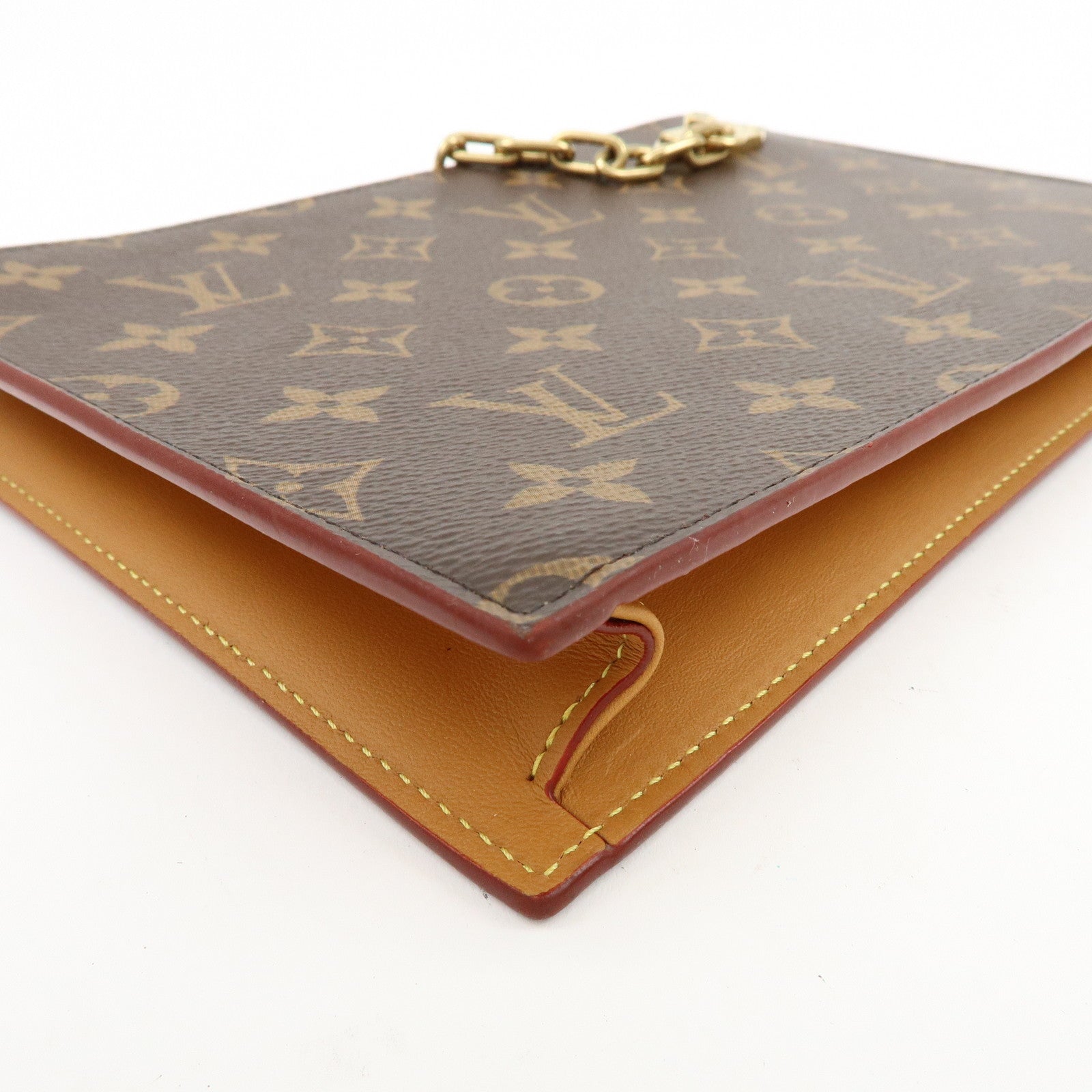 Louis Vuitton Monogram Chain Clutch Bag Pouch Brown M55646