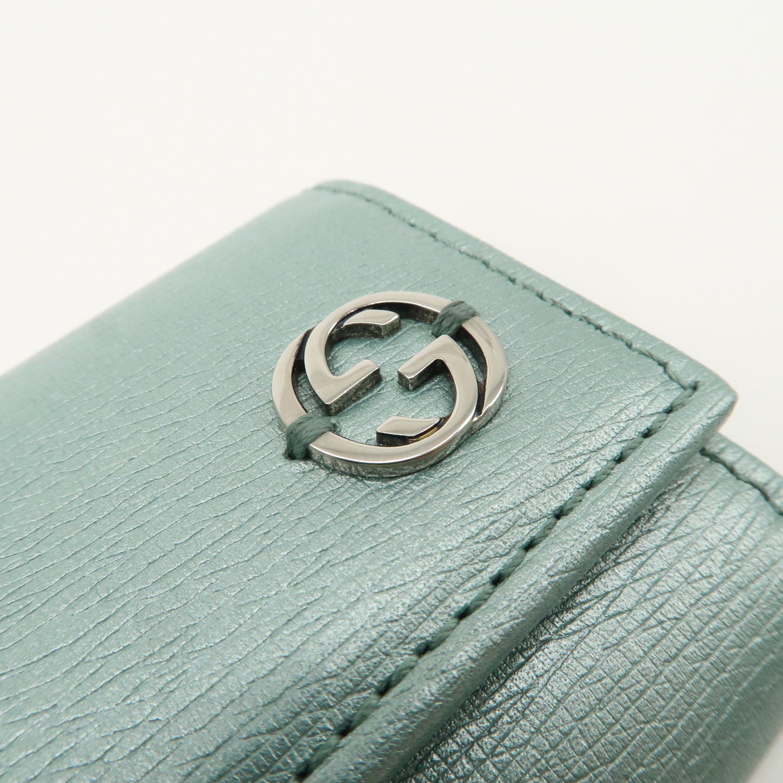 GUCCI Interlocking G Leather Key Case 6Rings Blue 256337