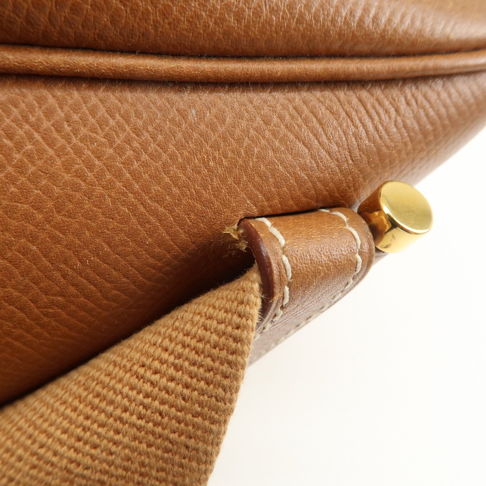HERMES Sac Courchevel Leather Shoulder Bag A Stamped Gold