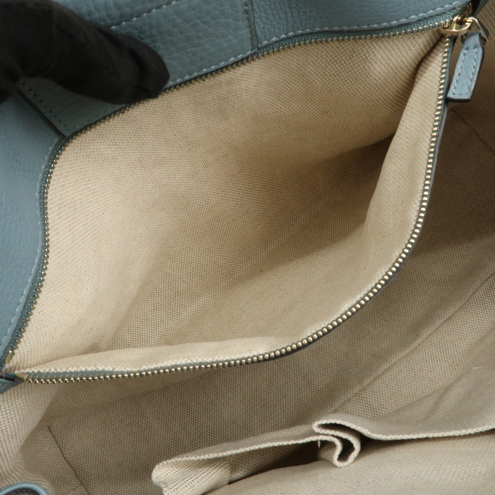 GUCCI Flora Canvas Leather Tote Bag Hand Bag Natural Blue 358470