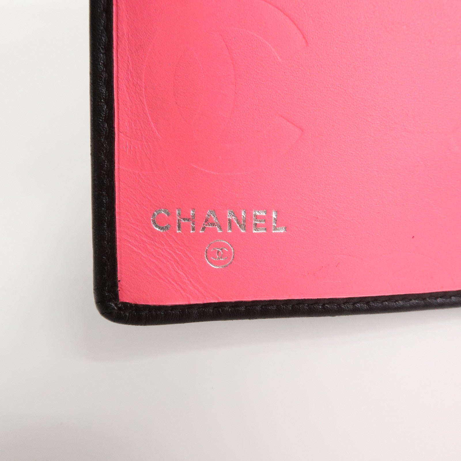 CHANEL Cambon Line Lamb Skin Bi-fold Long Wallet Black A26717