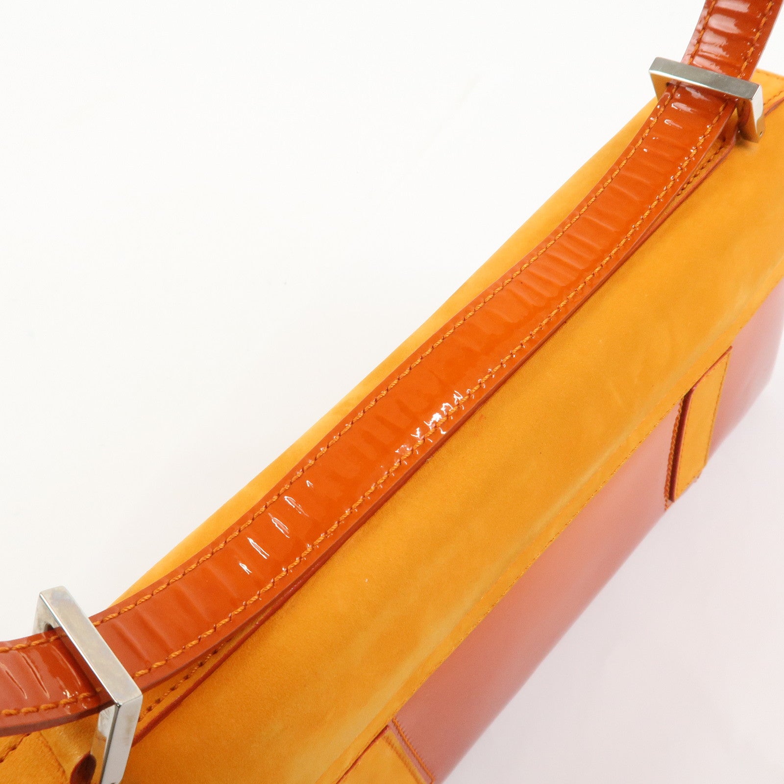 BVLGARI Patent Leather Shoulder Bag Hand Bag Orange