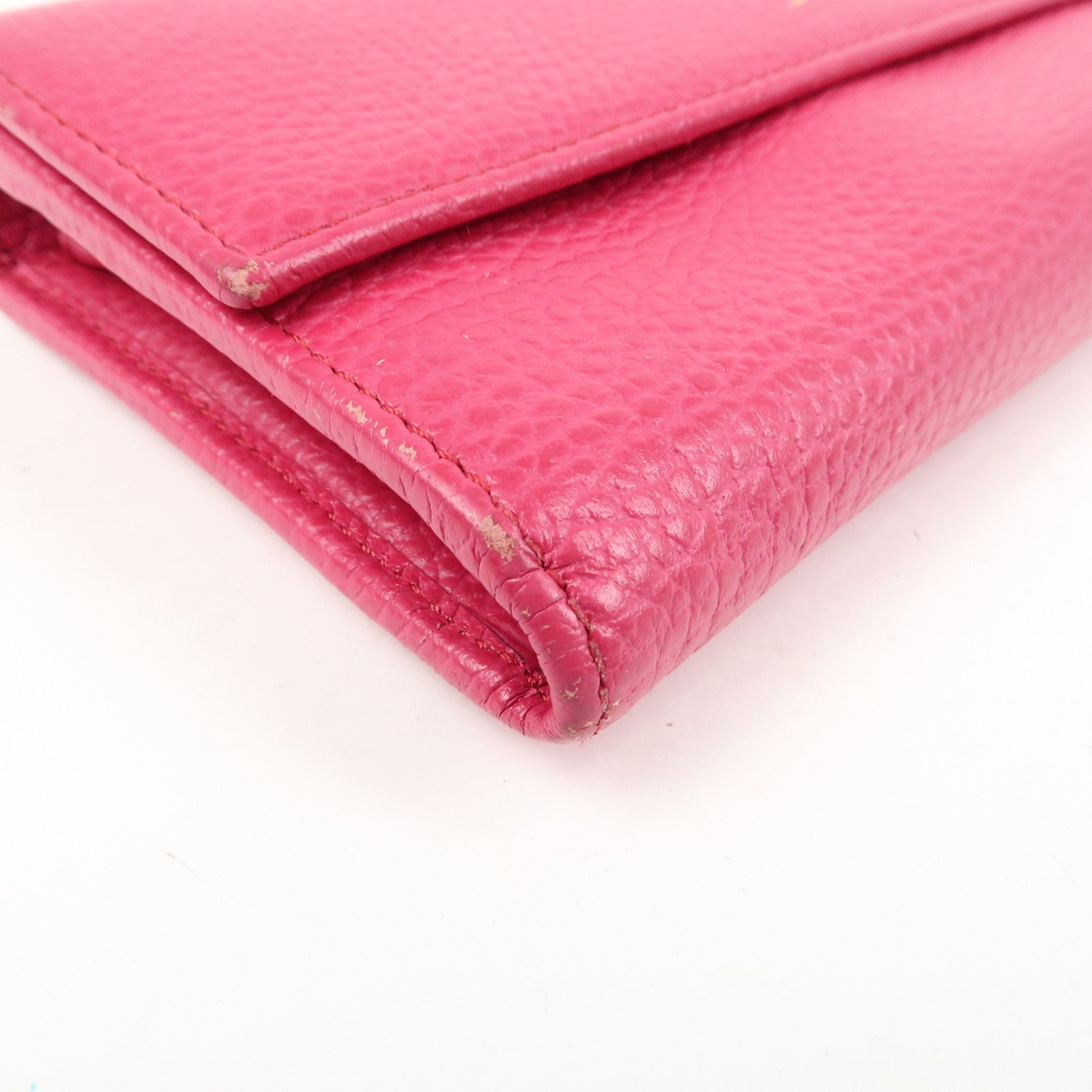 GUCCI Swing Logo Leather Flap Long Wallet Pink 354496