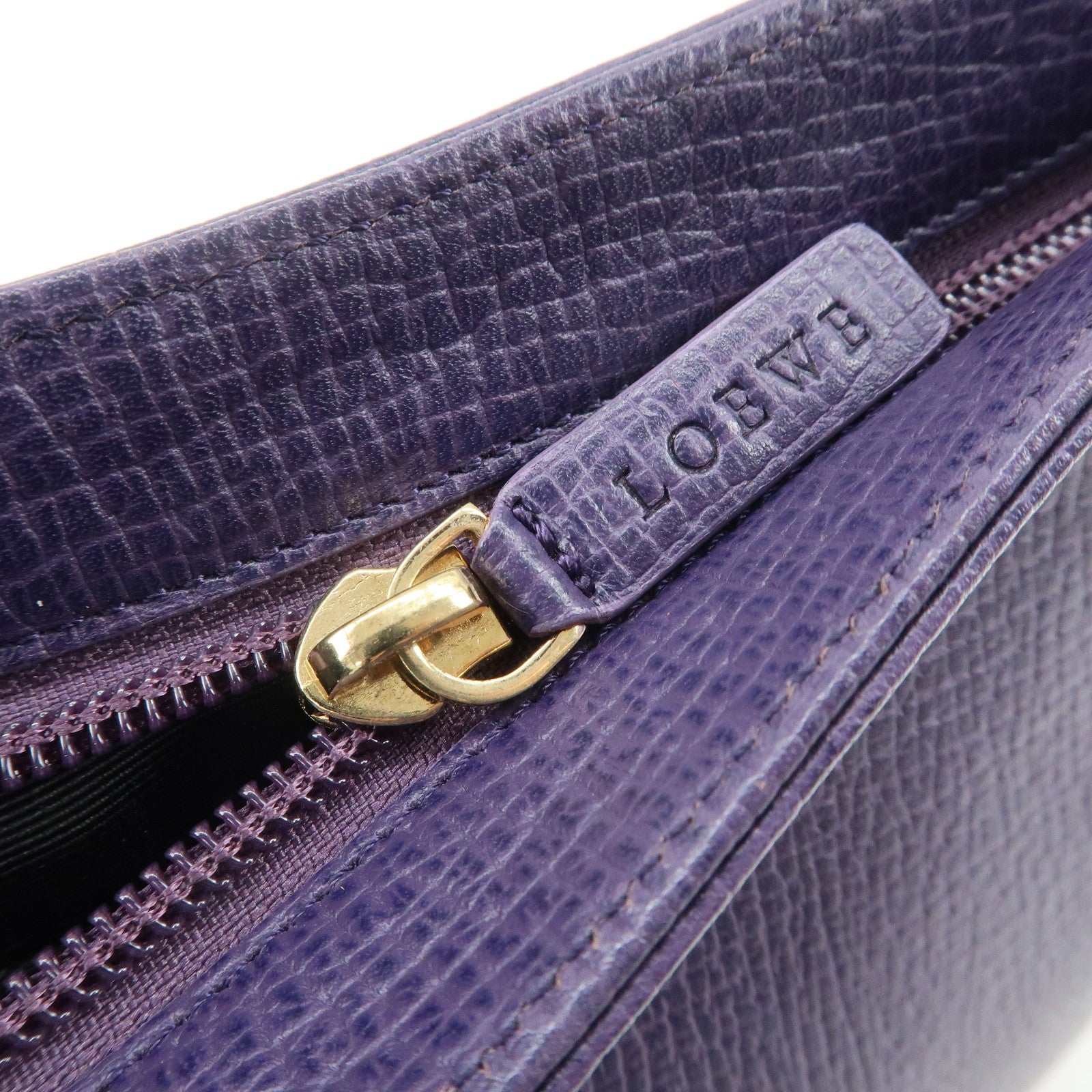 LOEWE Leather Shoulder Bag Hand Bag Purple