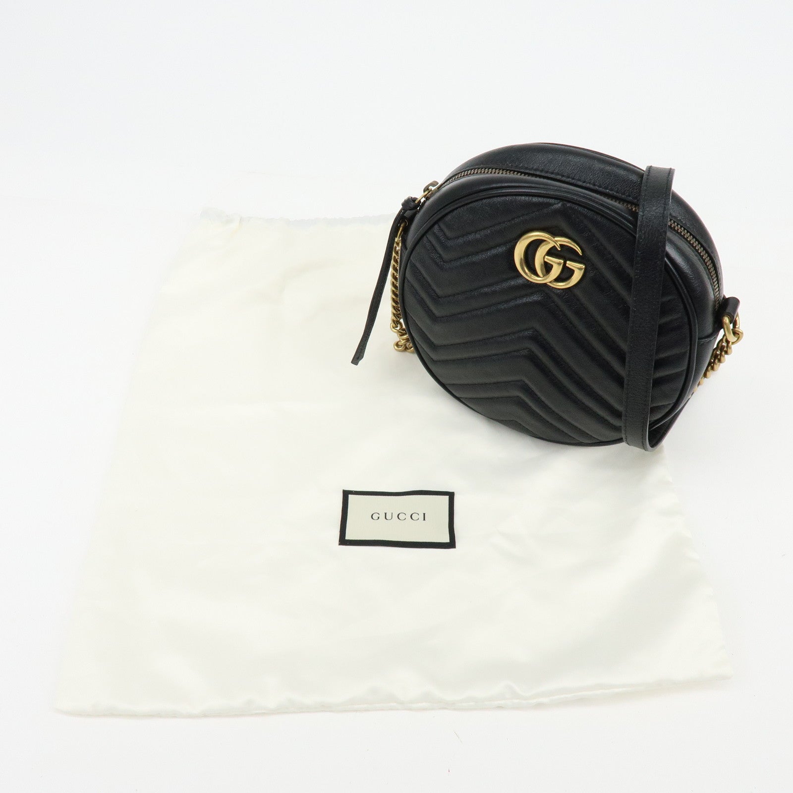 GUCCI GG Marmont Chevron Leather Chain Shoulder Bag Heart 550154