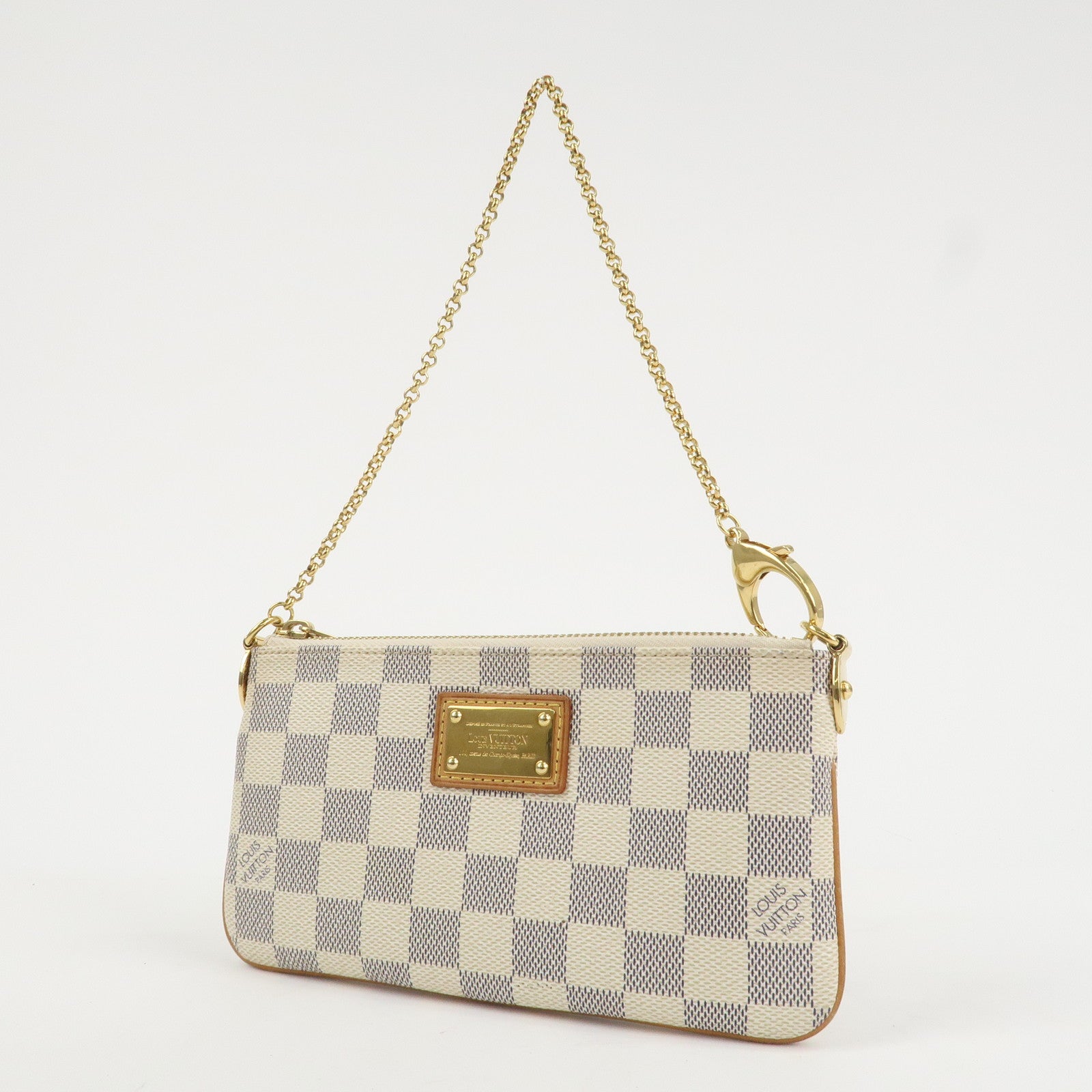 Louis Vuitton Damier Azur Pochette Milla MM Mini Pouch N60027 Used