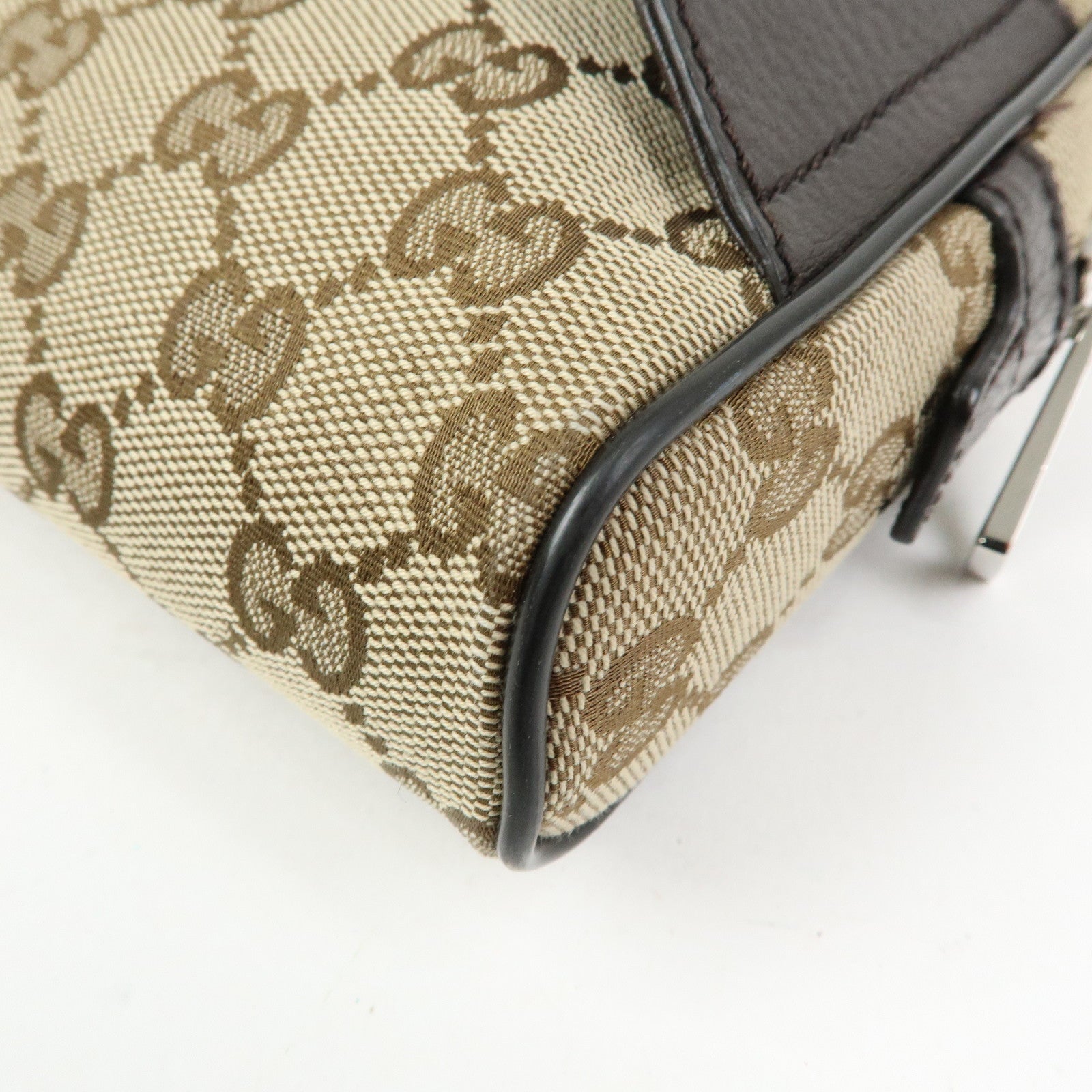 GUCCI GG Canvas Leather Waist Pouch Body Bag Crossbody Bag 449174