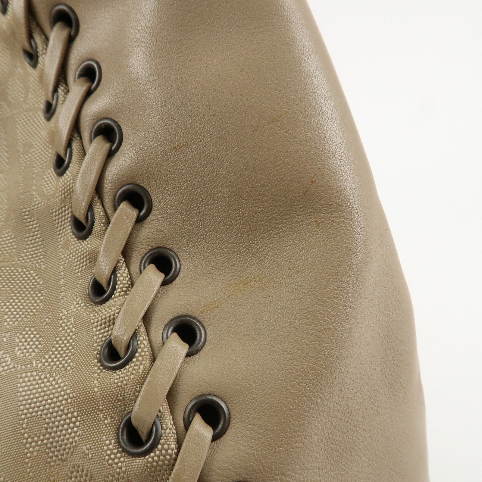 Christian Dior Trotter Canvas Leather Shoulder Bag Heart Charm Beige Used