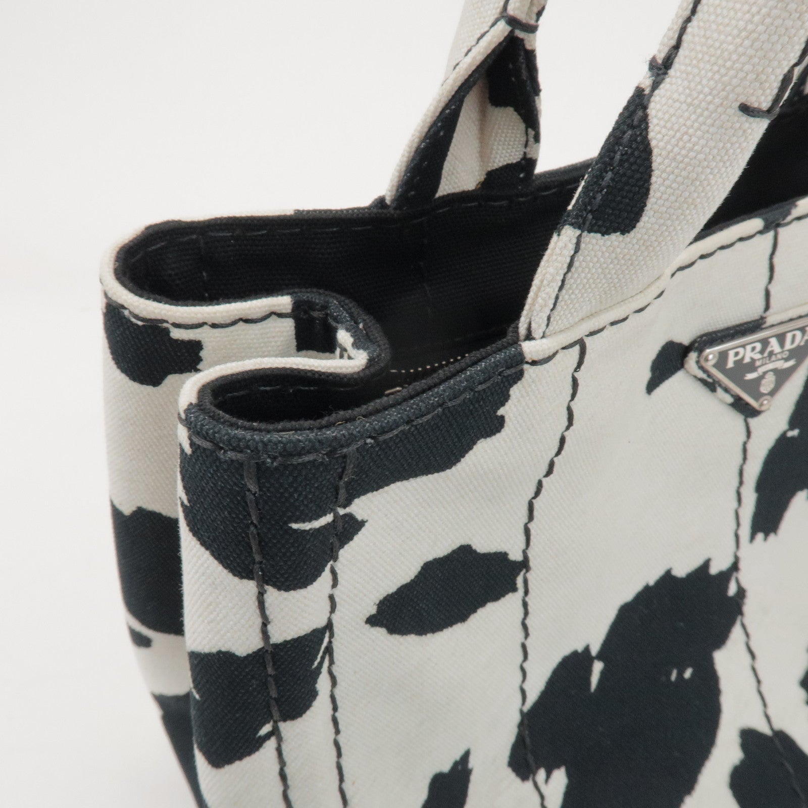 PRADA Triangle Logo Canapa Mini Canvas 2Way Bag Hand Bag 1BG439