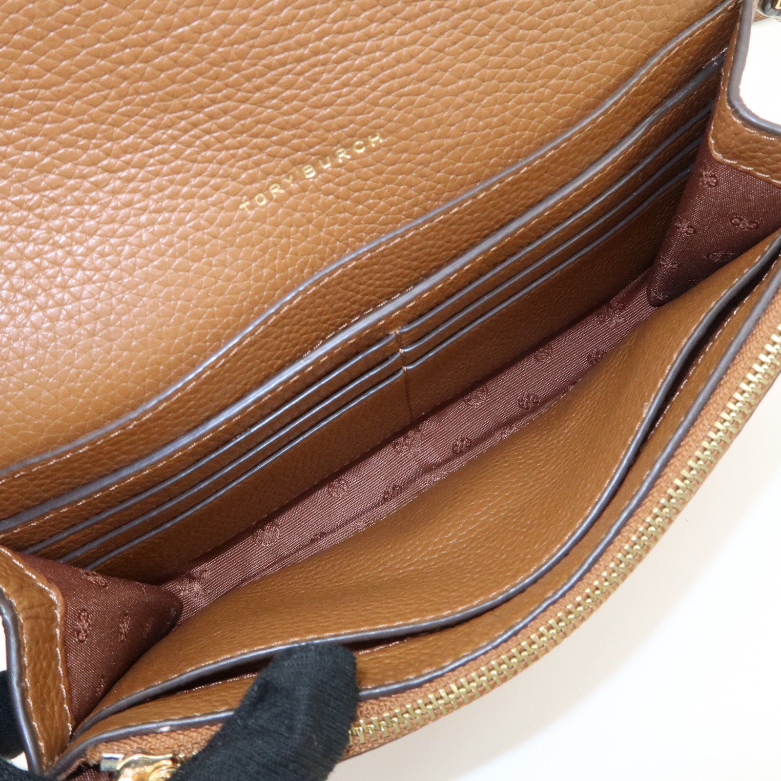 TORY BURCH Leather Shoulder Wallet Brown Used