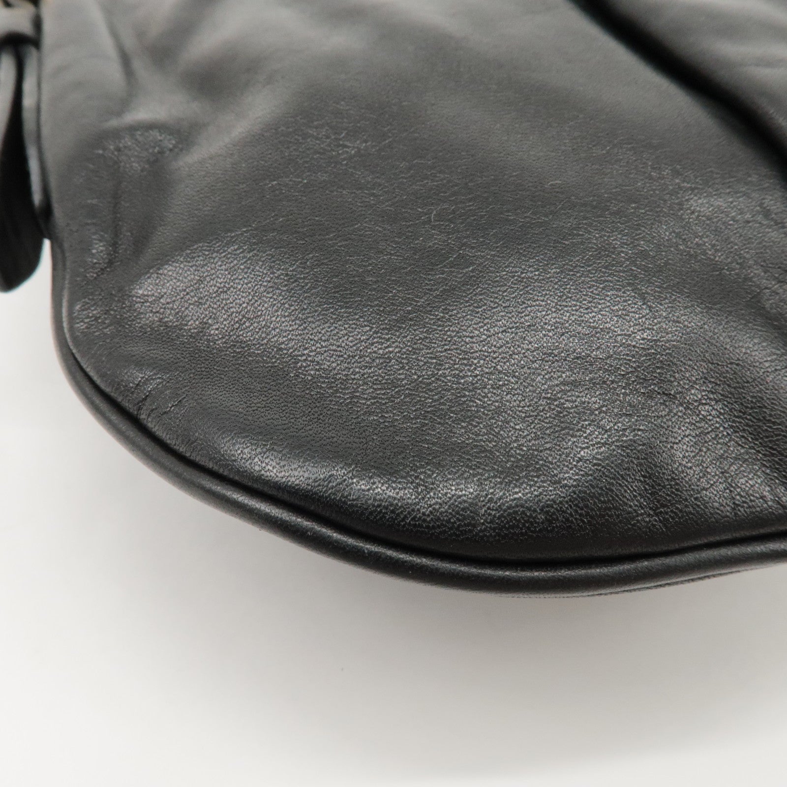 PRADA Logo Leather Shoulder Bag Hand Bag Black BR4930 Used