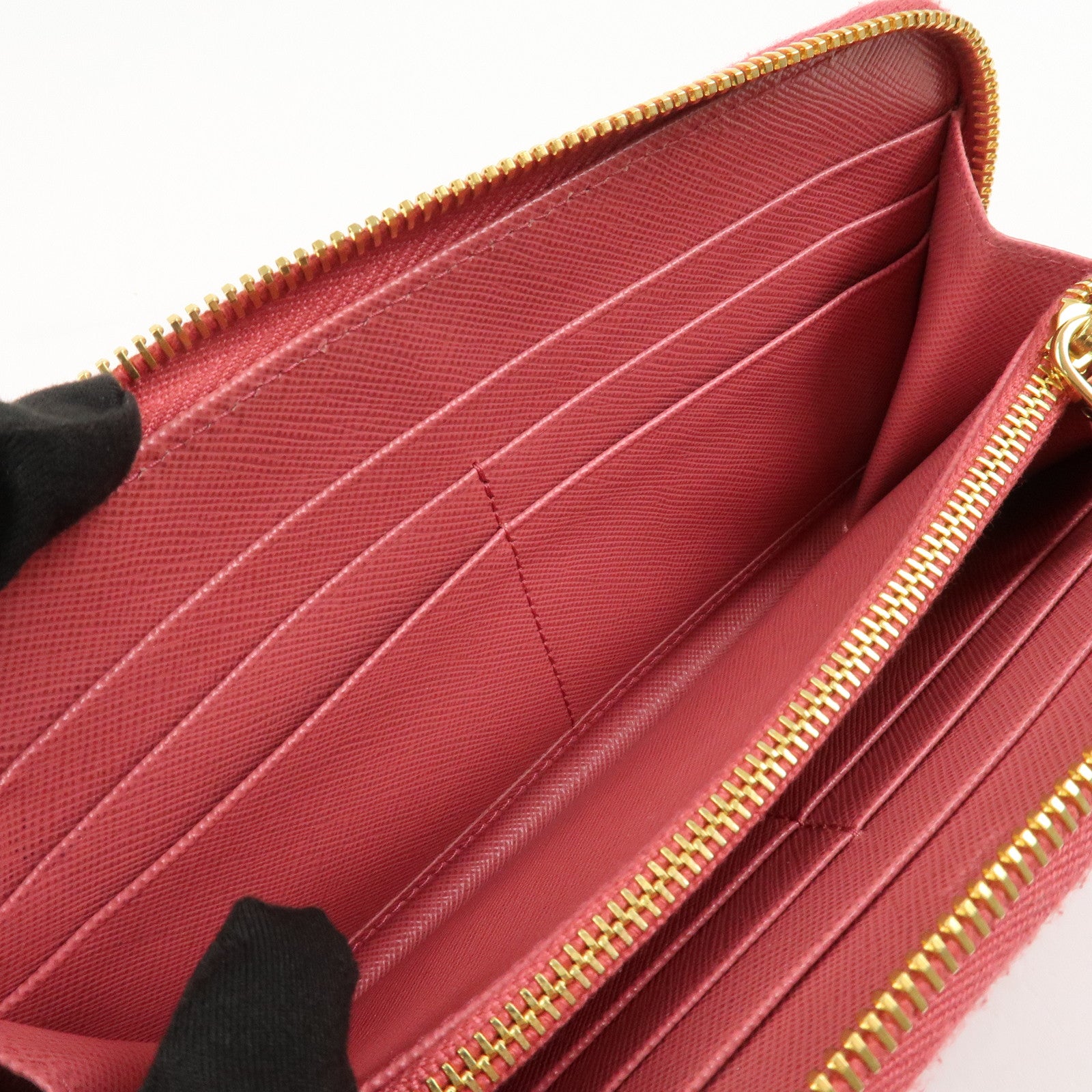 PRADA Logo Saffiano Leather Zippy Long Wallet Pink 1M0506