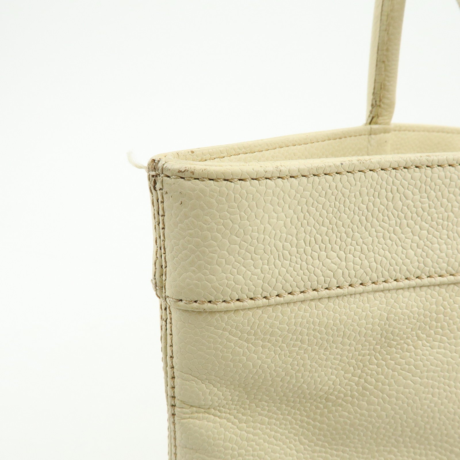 CHANEL COCO Mark Caviarskin Tote Bag Shoulder Bag Hand Bag Ivory