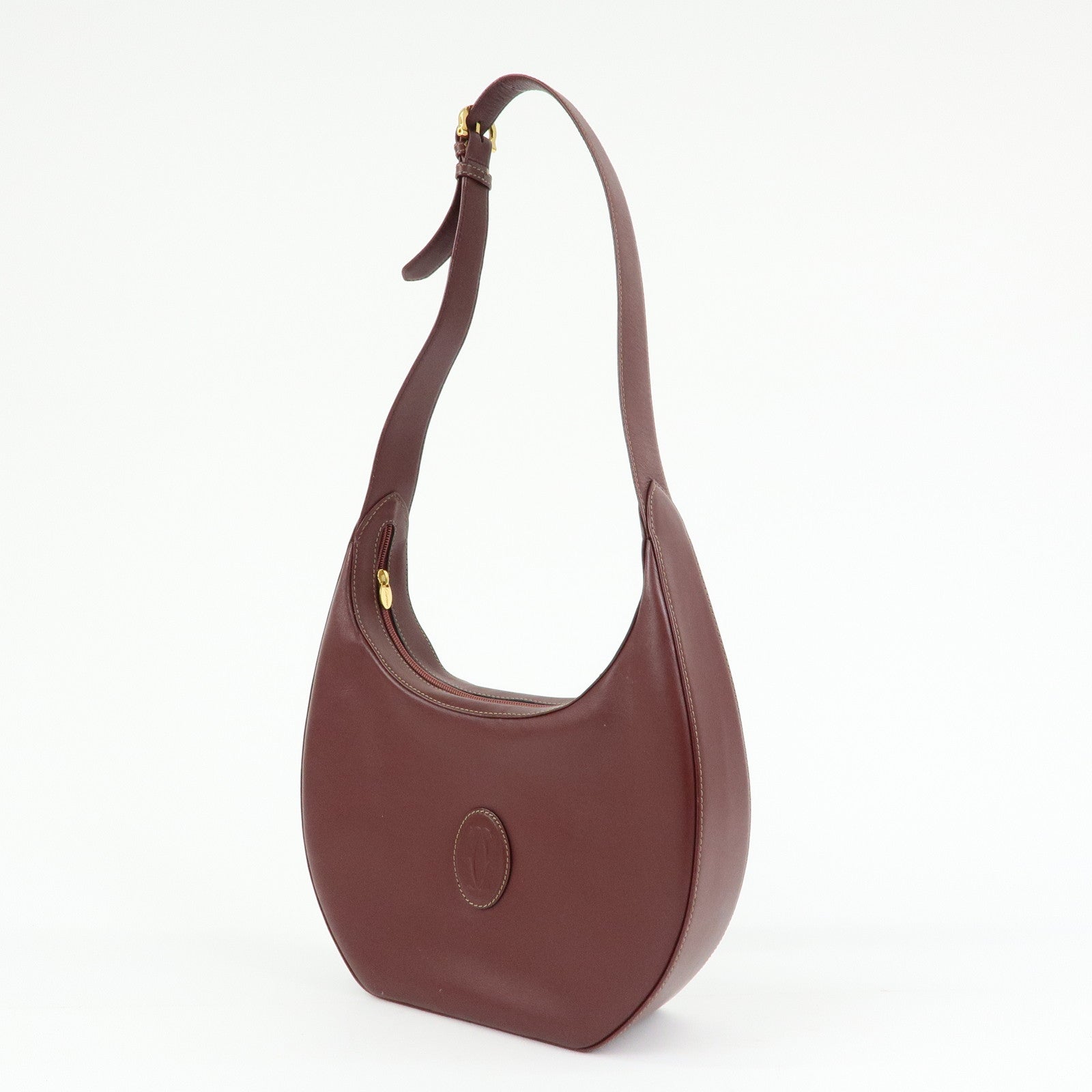 Cartier Must de Cartier Leather Shoulder Bag Hand Bag Bordeaux