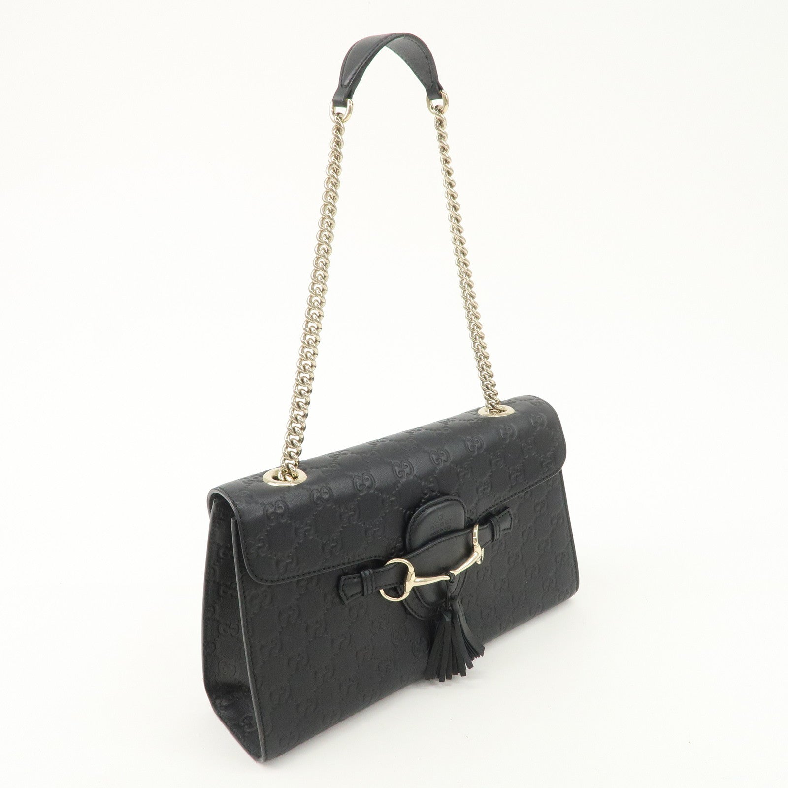 GUCCI Horsebit Guccissima Emily Leather Chain Shoulder Bag 295402 Used