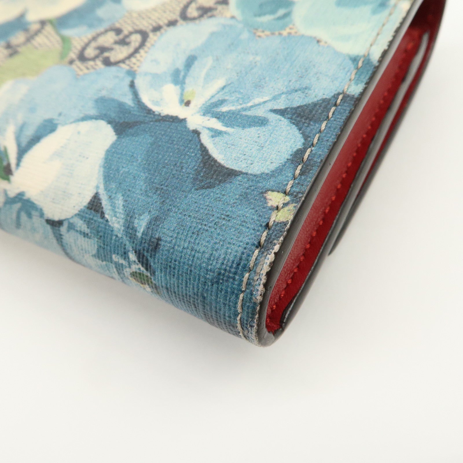 GUCCI GG Blooms GG Supreme Continental Wallet Beige Blue 404070