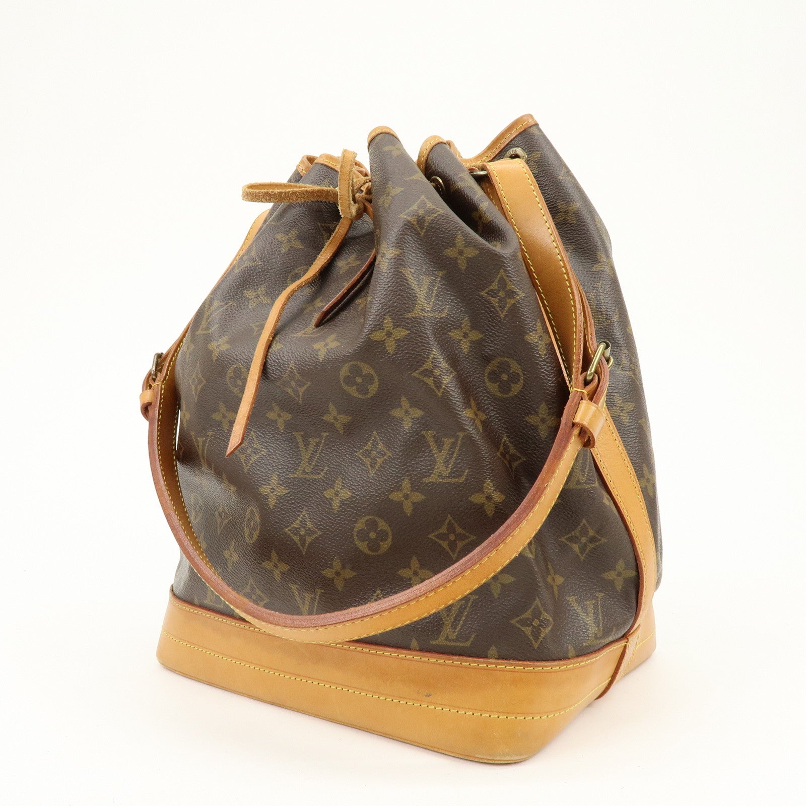 Louis Vuitton Monogram Noe Canvas Leather Shoulder Bag Brown M42224