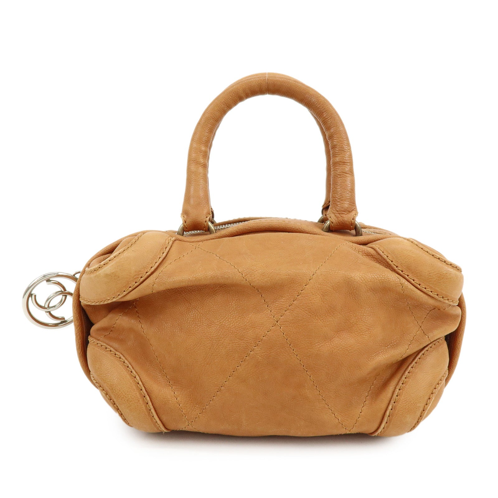 CHANEL COCO Mark Calf Leather Hand Bag Brown