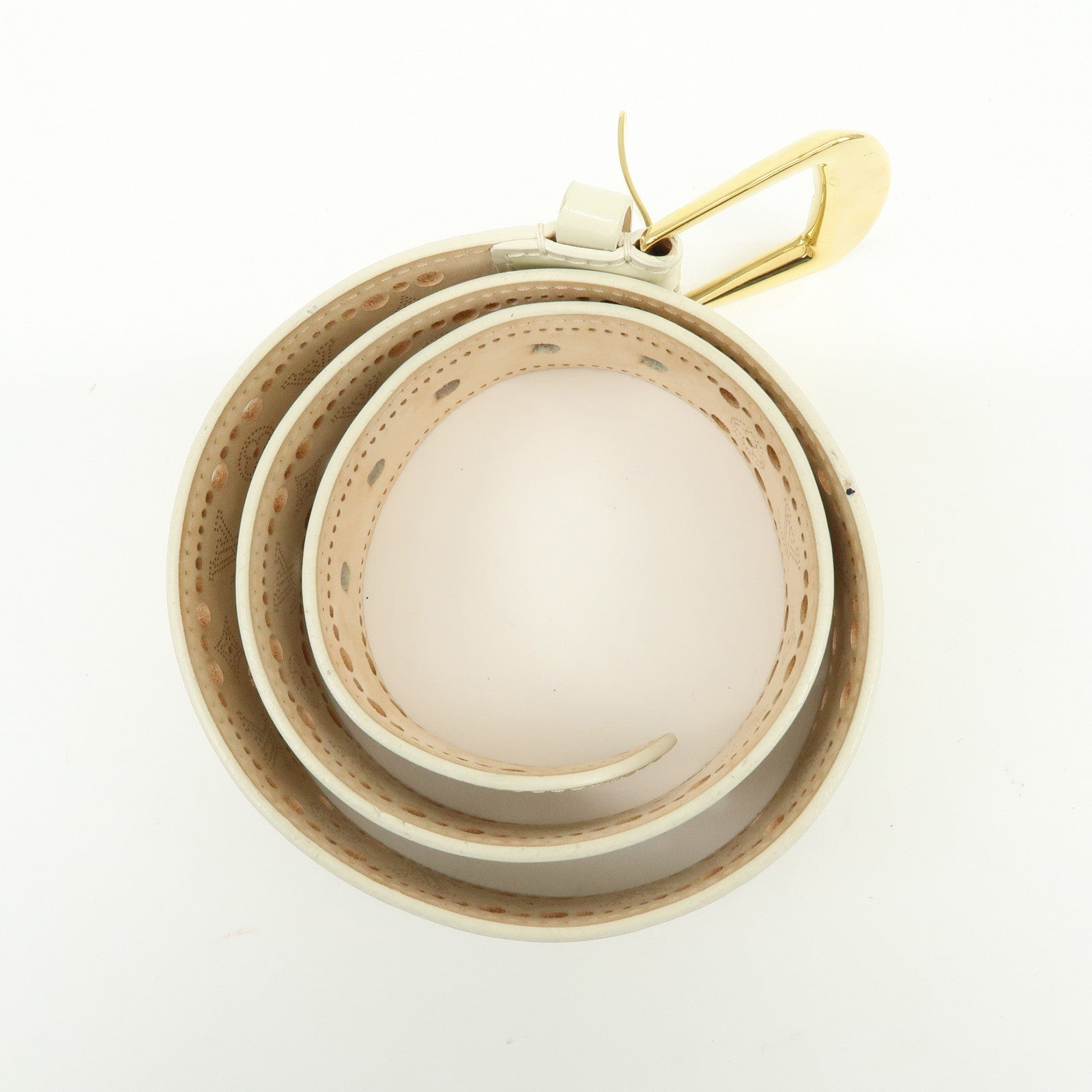 Louis Vuitton Leather Ceinture Phoenix Belt Ivory 85/34 M9680