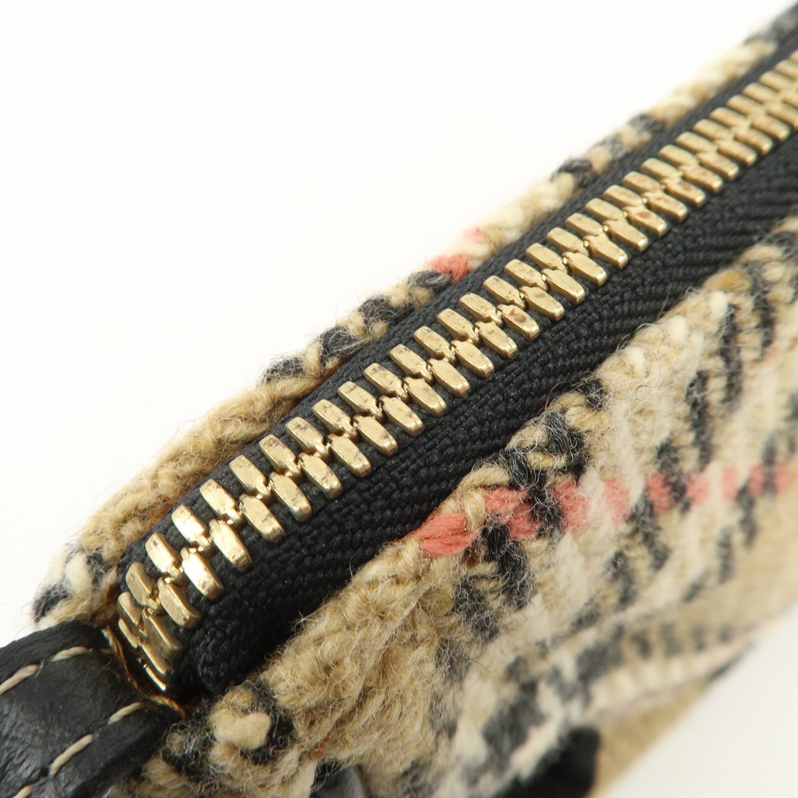 BURBERRY Nova Plaid Wool Leather Shoulder Bag Hand Bag Beige Black