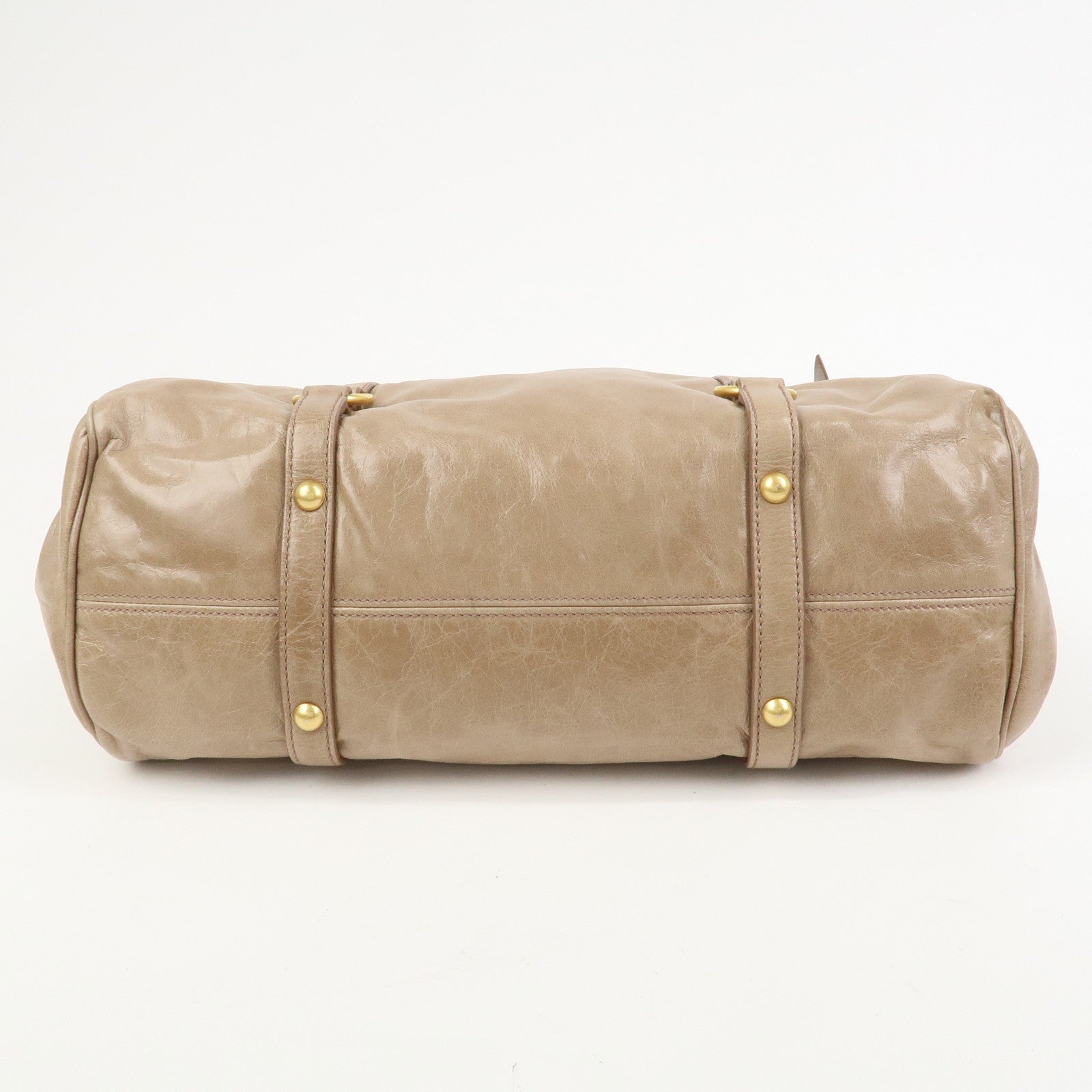 MIU MIU Ribbon Leather 2Way Bag Shoulder Bag Hand Bag Brown RT0365