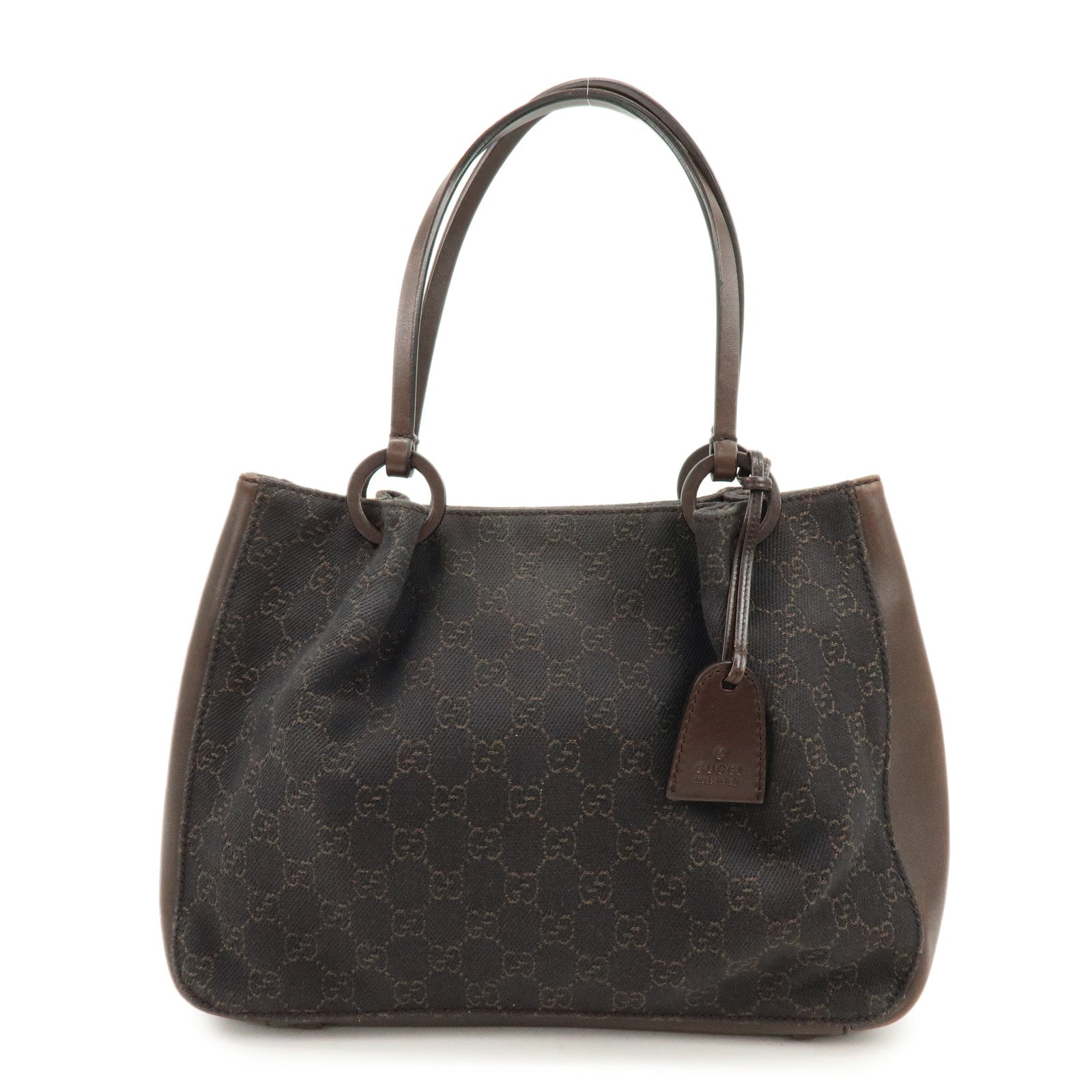 GUCCI GG Canvas Leather Shoulder Bag Tote Bag Brown 101919