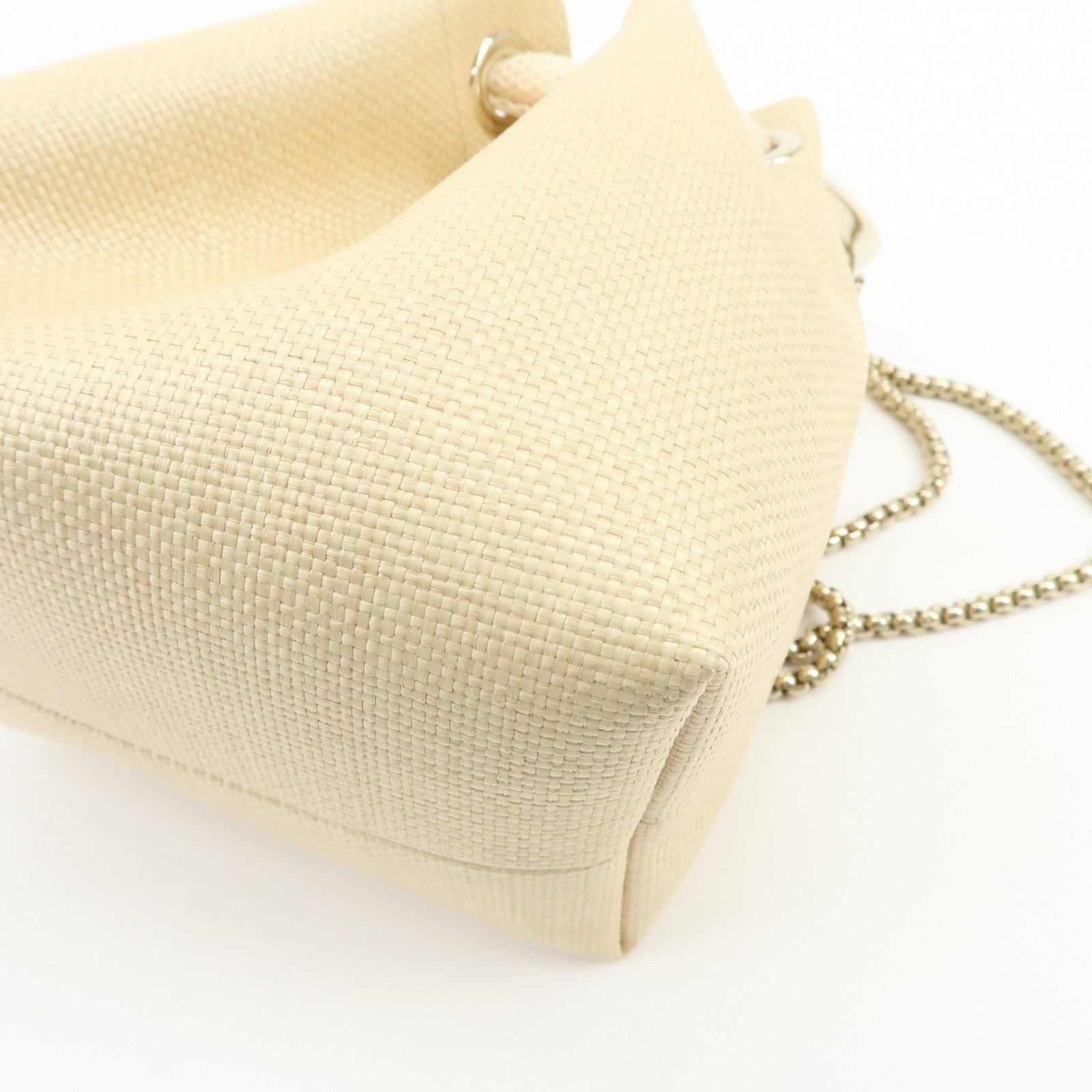 JIMMY CHOO Bon Bon Raffia 2Way Bag Chain Shoulder Bag Natural