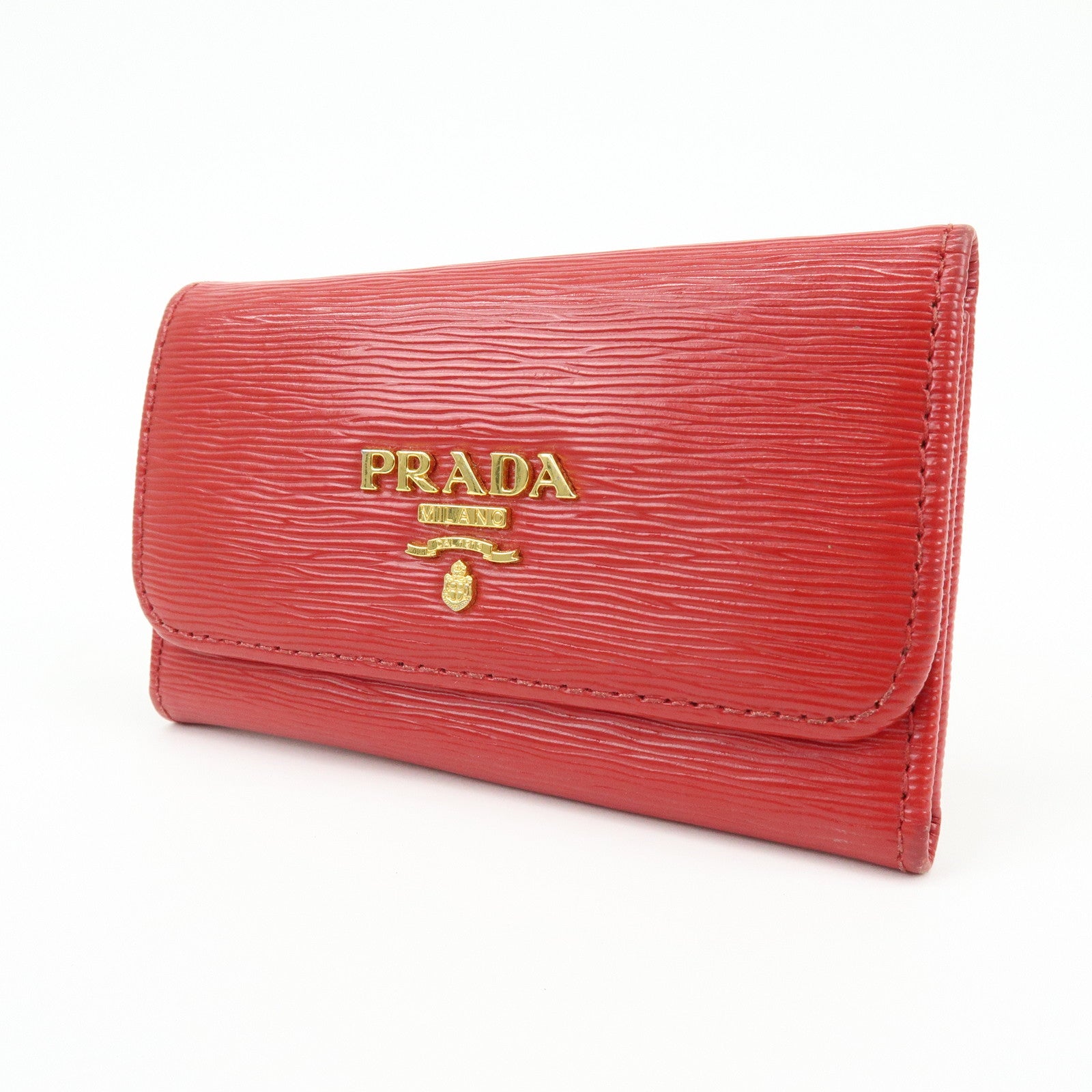PRADA Set of 2 Saffiano Leather Key Case Red 1PG004/1PG222