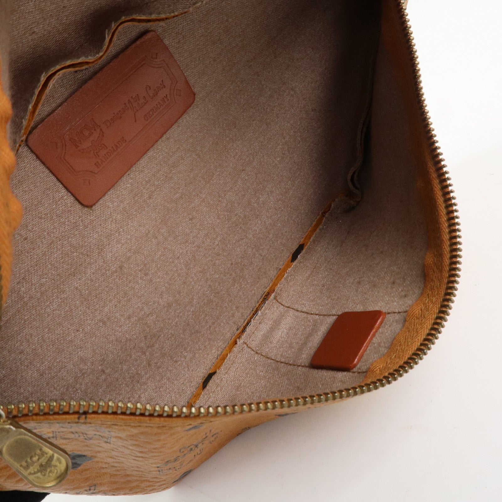 MCM Visetos Leather Waist Bag Waist Pouch Crossbody Bag Brown