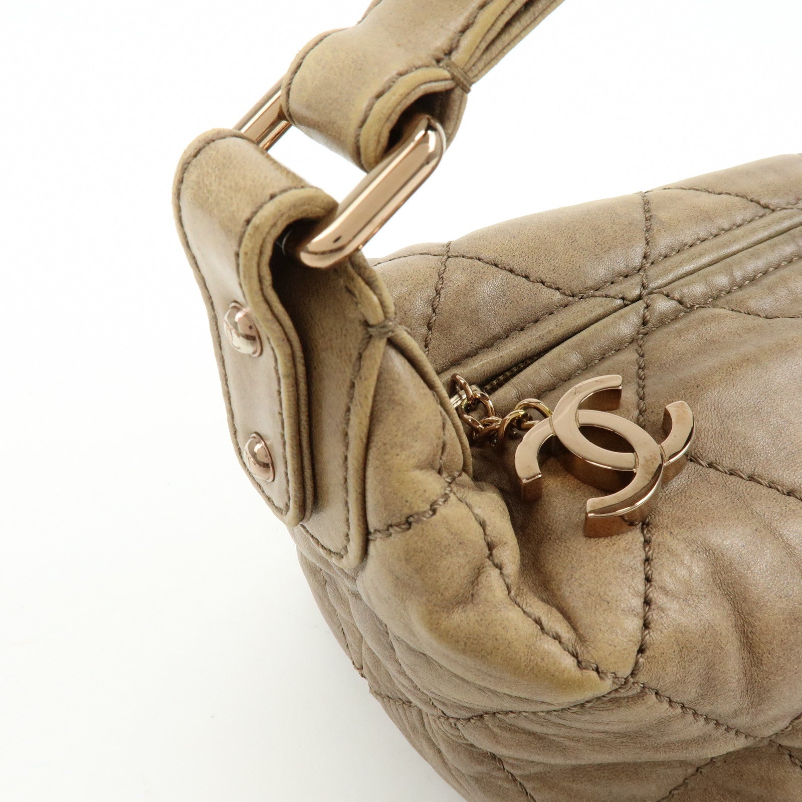 CHANEL Wild Stitch Lamb Skin Shoulder Bag Brown