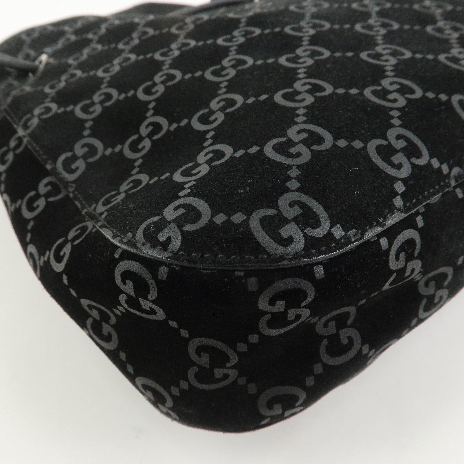 GUCCI GG Suede Shoulder Bag Hand Bag Black 001・3748