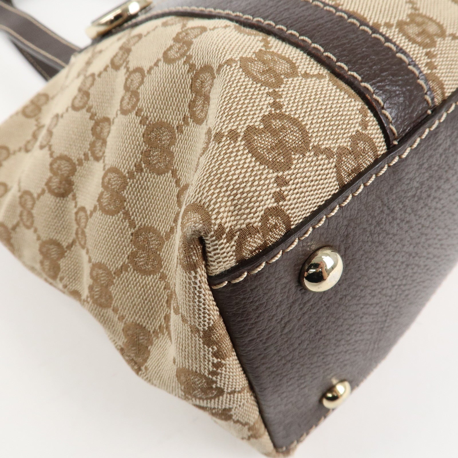 GUCCI Abbey GG Canvas Leather Tote Bag Hand Bag Beige Brown 141470 Used