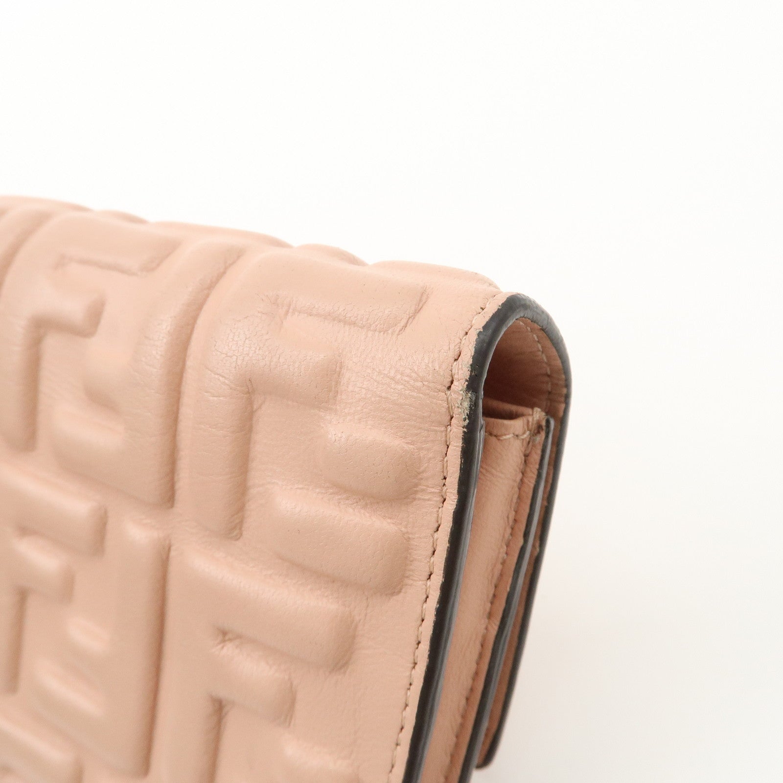 FENDI Zucca Baguette Continental Long Wallet Pink 8M0251 Used